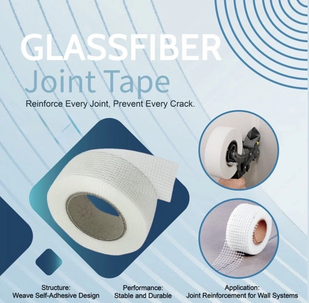 glassfiber joint tape, joint reinforcement for wall system, self adhesive, construction, plasterboard, ceiling repair, drywall joint reinforcement