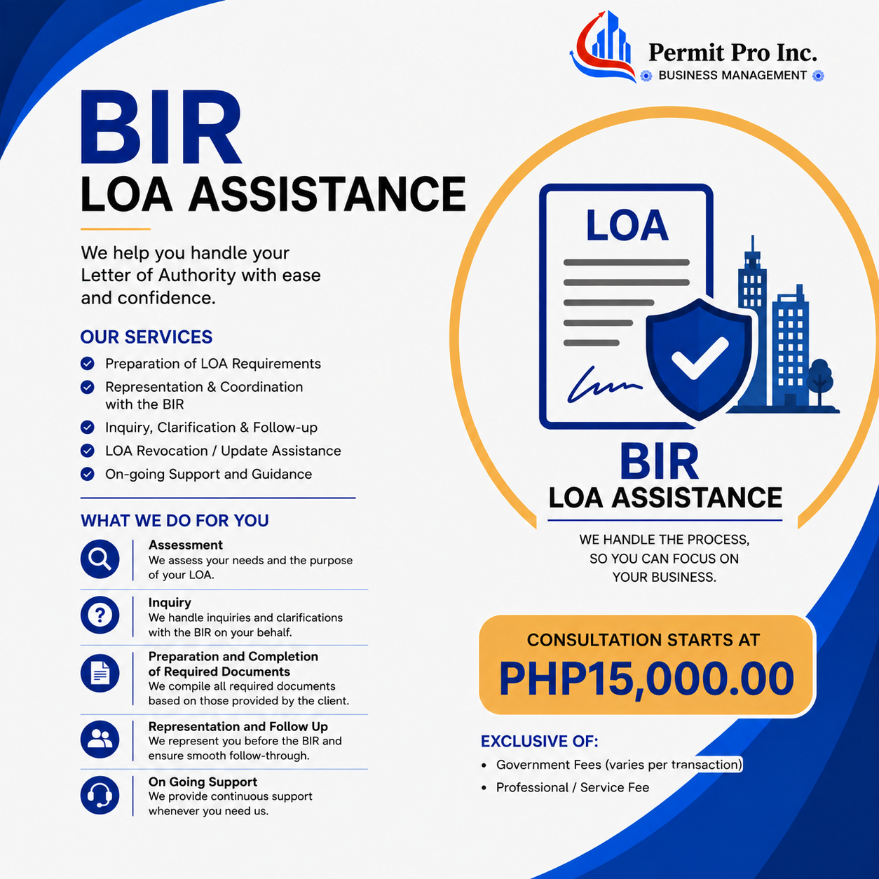 BIR REPRESENTATION FOR LETTER OF AUTHORITY