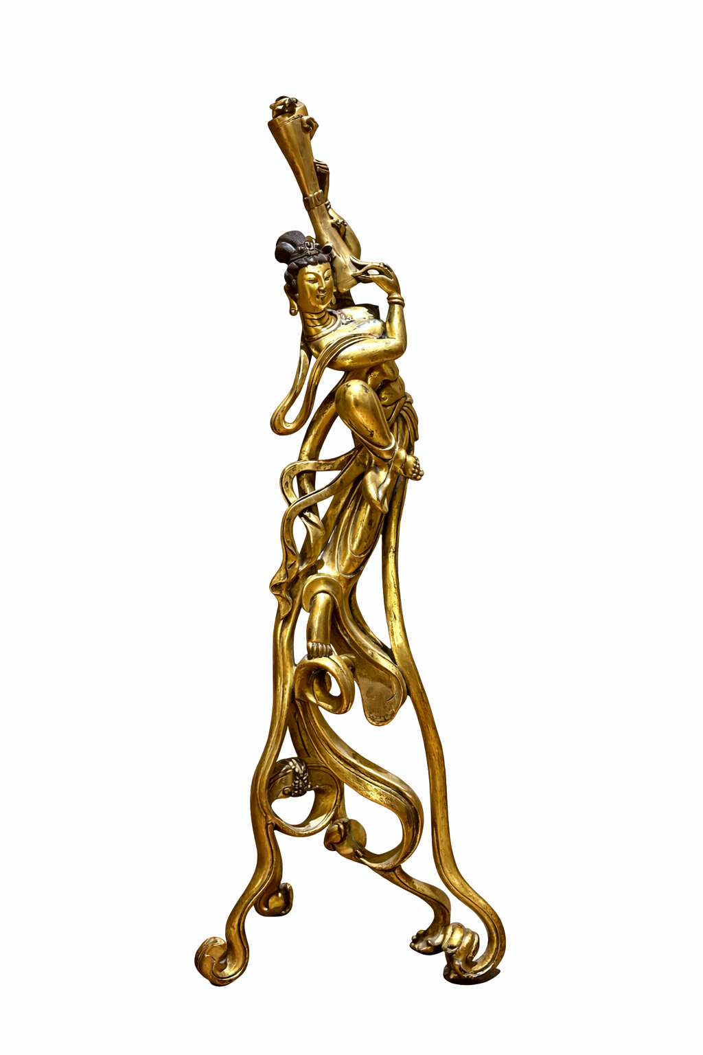 Celestial Harmony: Gilt-Bronze Musician Sculpture