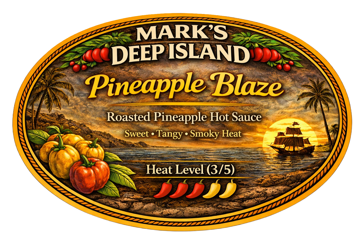 Pineapple Blaze roasted pineapple hot sauce — Mark’s Deep Island Sauces