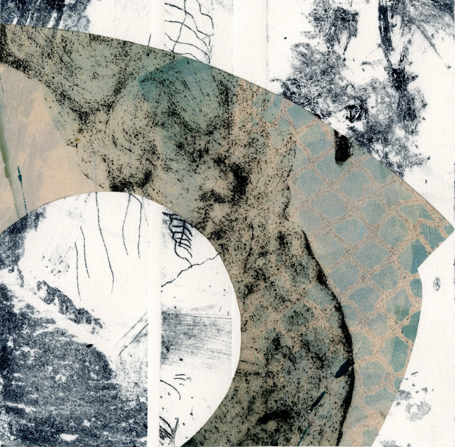 Year of the Dragon, I -- collagraph monoprint, collage on Rives BFK -- image: 6” x 6”, paper: 12” x 12” 2023