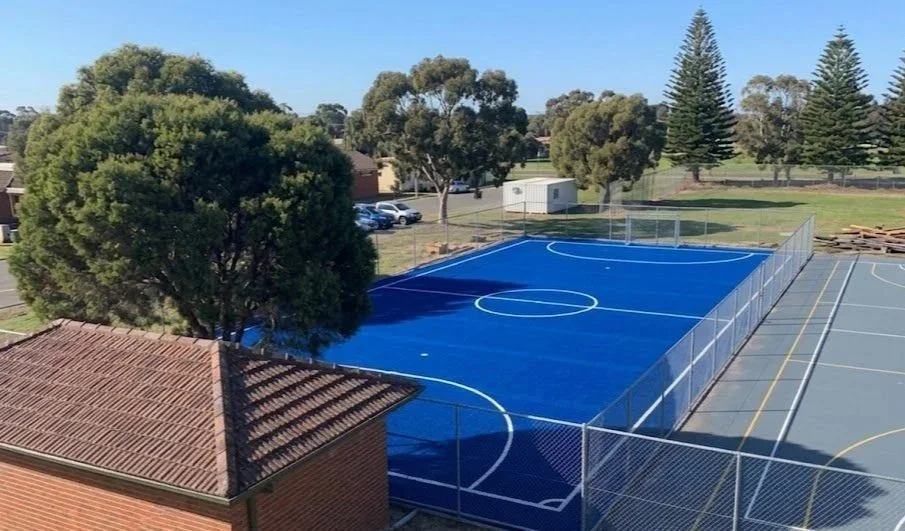 Synthetic sports turf training surface installed