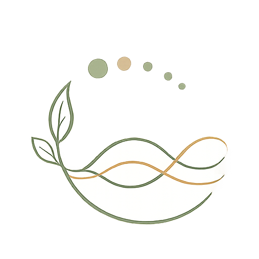 Icon representing the nervous system: wavy lines with leaves for growth - associated with Seed Psychology Services