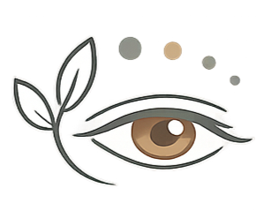 Icon representing EMDR (eye movement desensitisation and reprocessing): an eye with a leaf as part of the eye's outline - associated with Seed Psychology Services