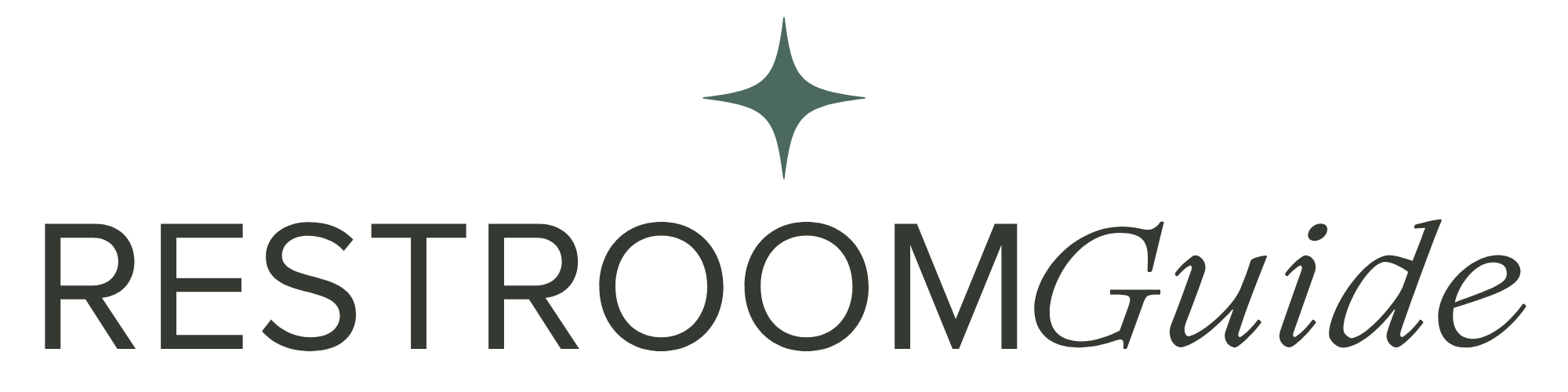 Restroom Guide logo featuring a star above the text 'Restroom Guide' in black