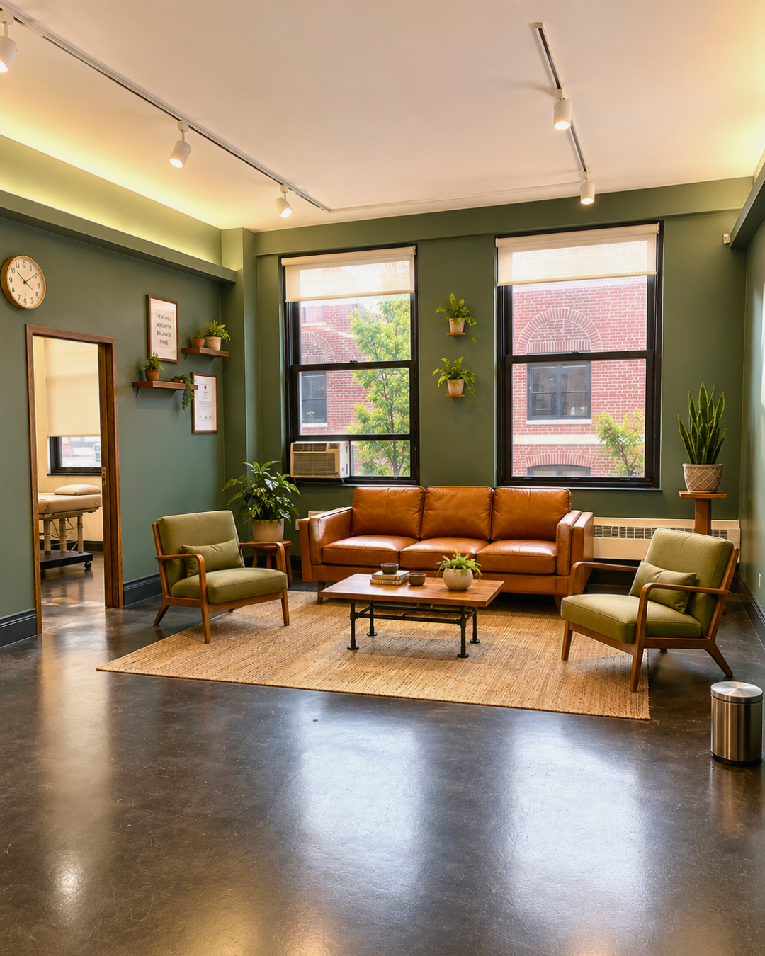 Welcoming waiting area at Zap House in Saint Paul, Minnesota, featuring modern seating, natural light, and an inclusive environment for electrolysis hair removal, gender-affirming care, PCOS-related hair removal, and permanent hair removal services.