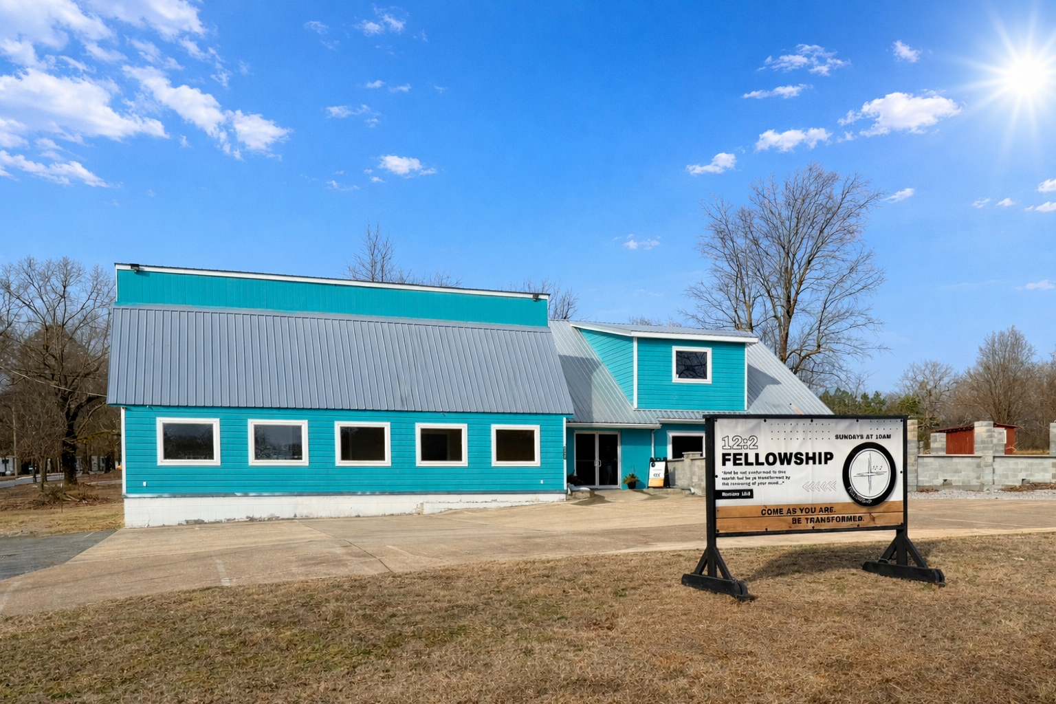 Temporary church building for 12:2 Fellowship in Mountain View, AR.