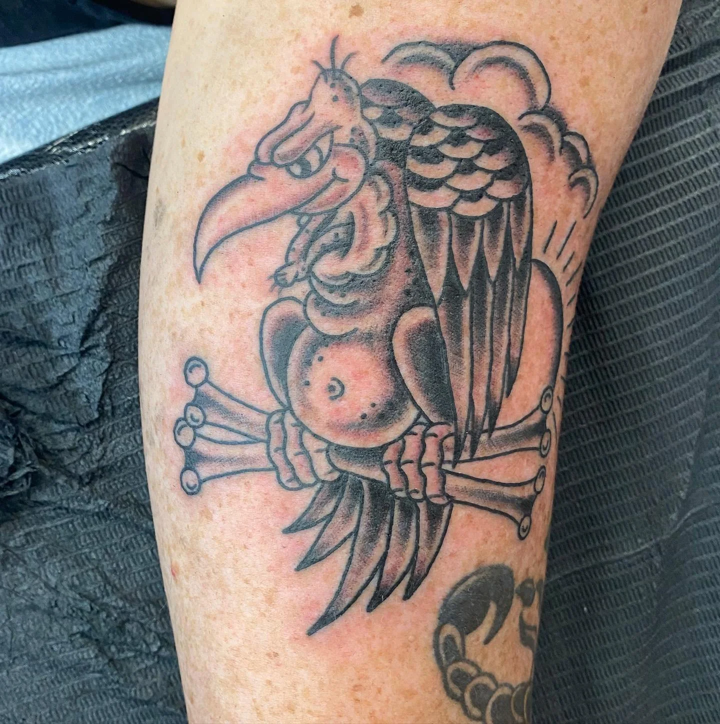 Thank you @arbonsauce ! Id love to do some more black n grey work. Hmu ! @thickasthievestattoo #americantraditionaltattoo #traditionaltattooflash #tattoo #denvertattoo