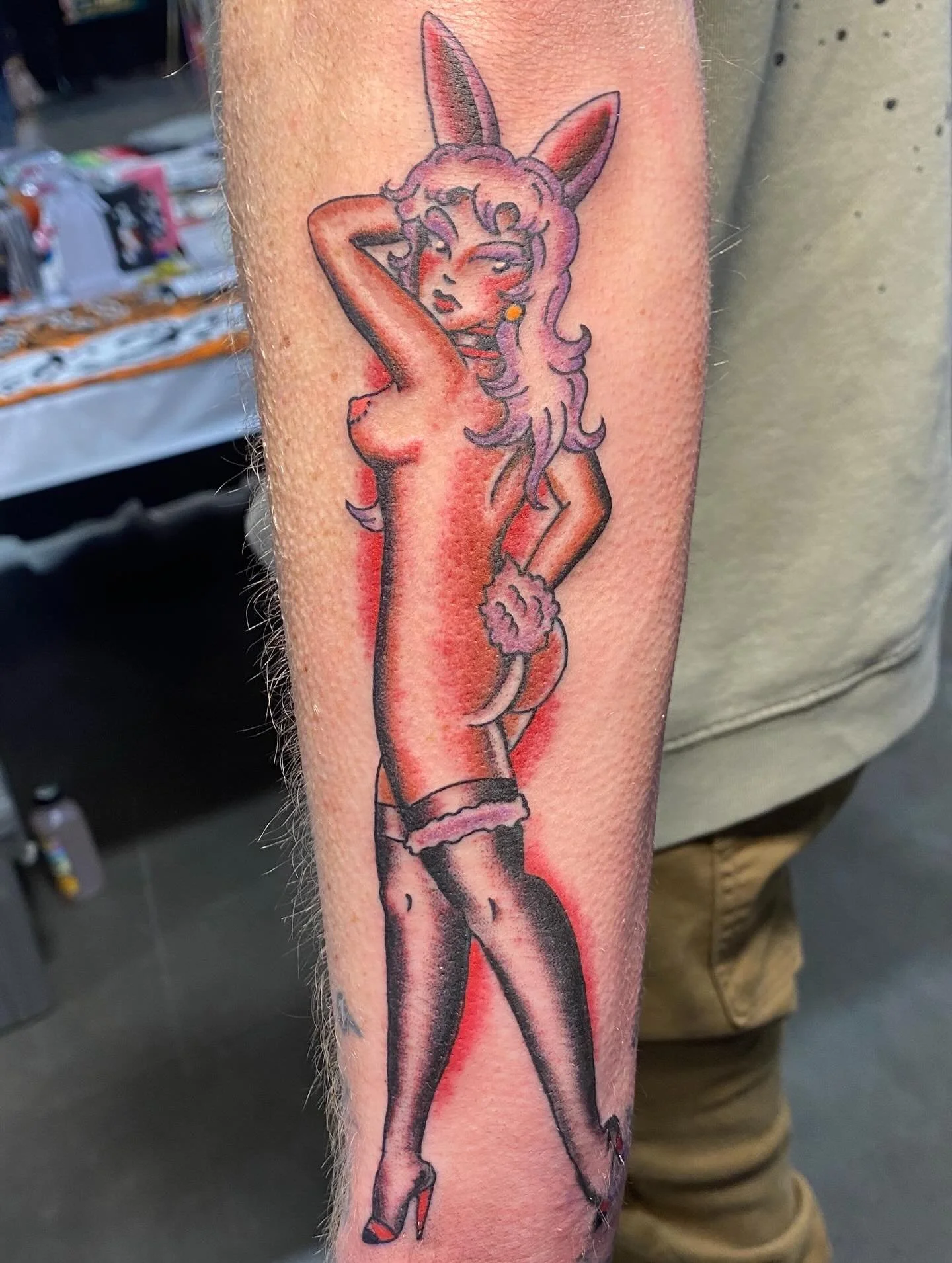 Made this at the @slctattooexpo a couple weeks back. Looking forward to tattooing more pinup girls ! #tattoo #pinupgirltattoo #playboy #denvertattoo
