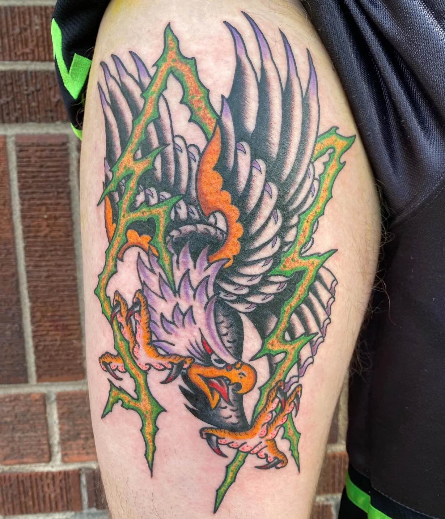Check out this eagle I made for my buddy @whenmaxattaks !! Dm for flash or custom tattoos ! @thickasthievestattoo #traditionaleagletattoo #tattoo #fyp #denvertattoo