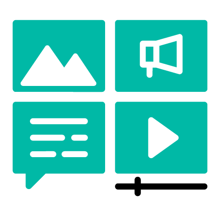 Icon shows various types of content including text, image, and video.