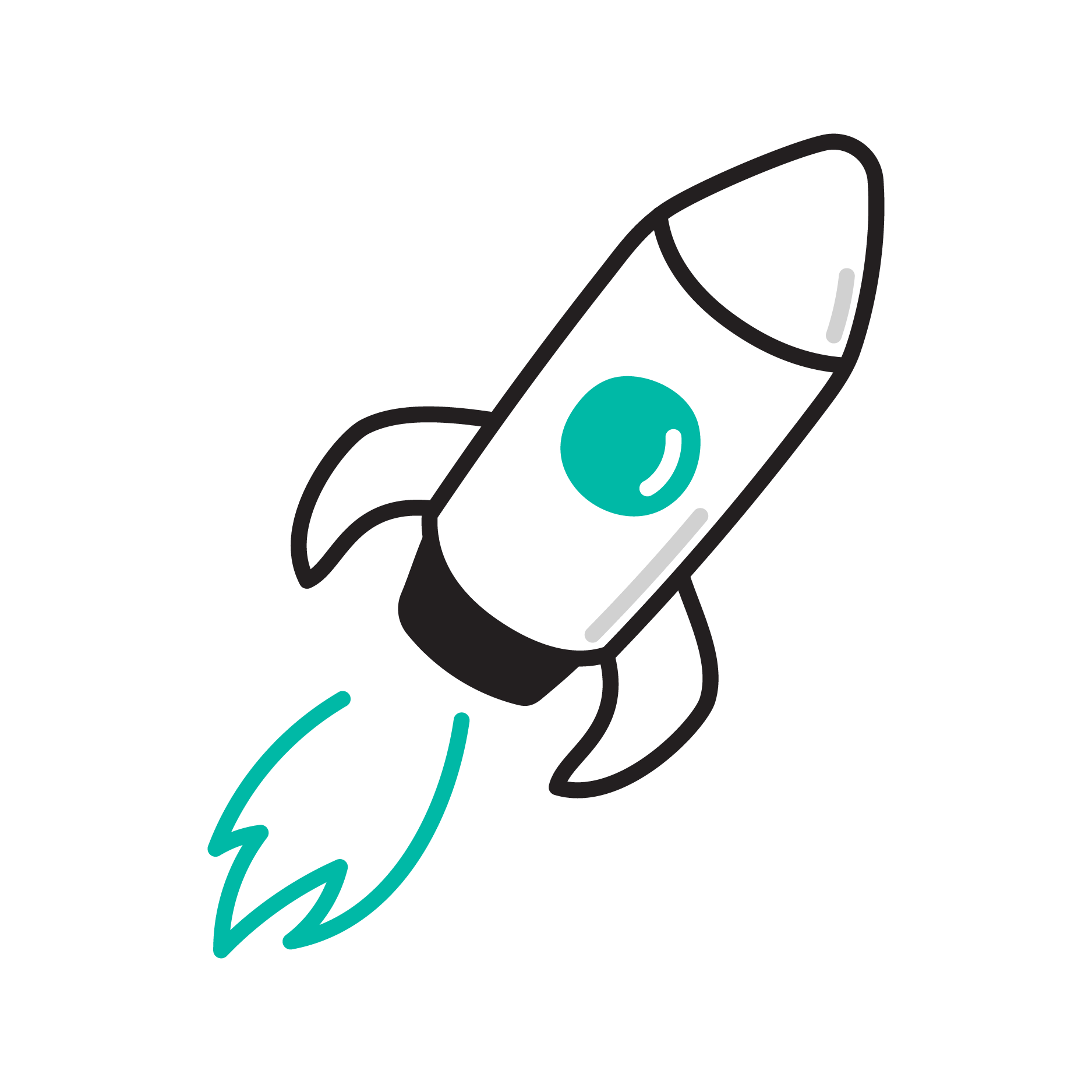 Icon of rocket launching.