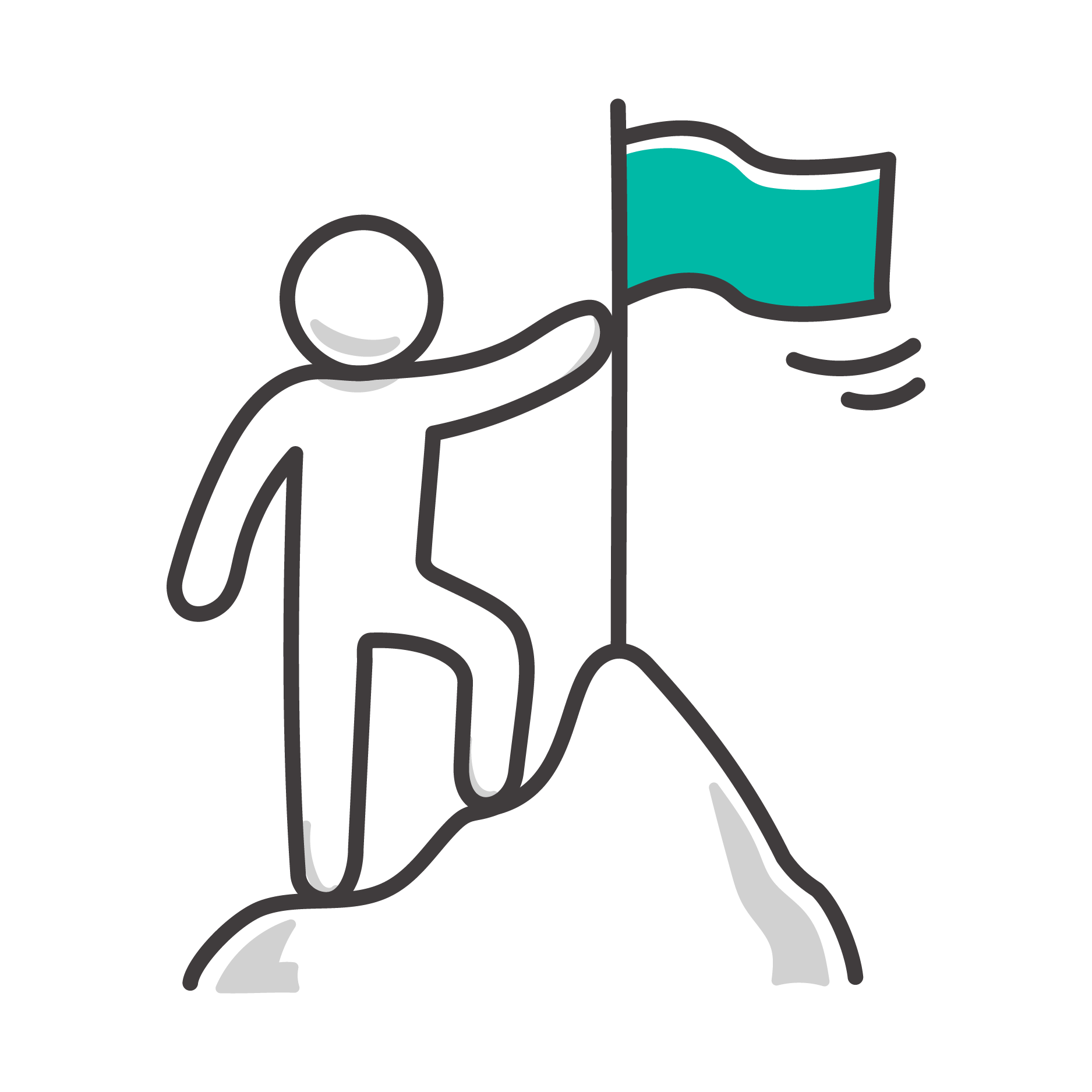 Icon of person holding flag.