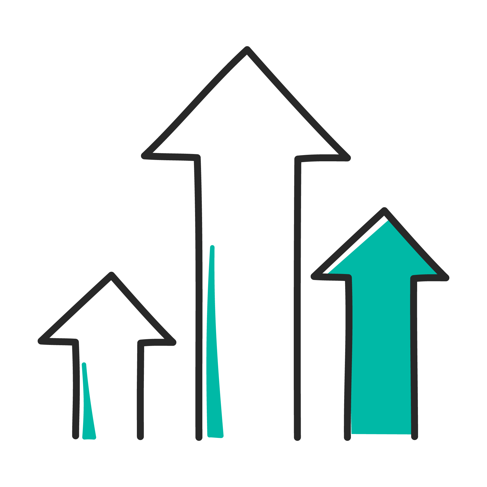 Icons showing increase.