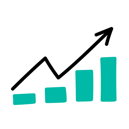 Icon of bar chart showing growth.