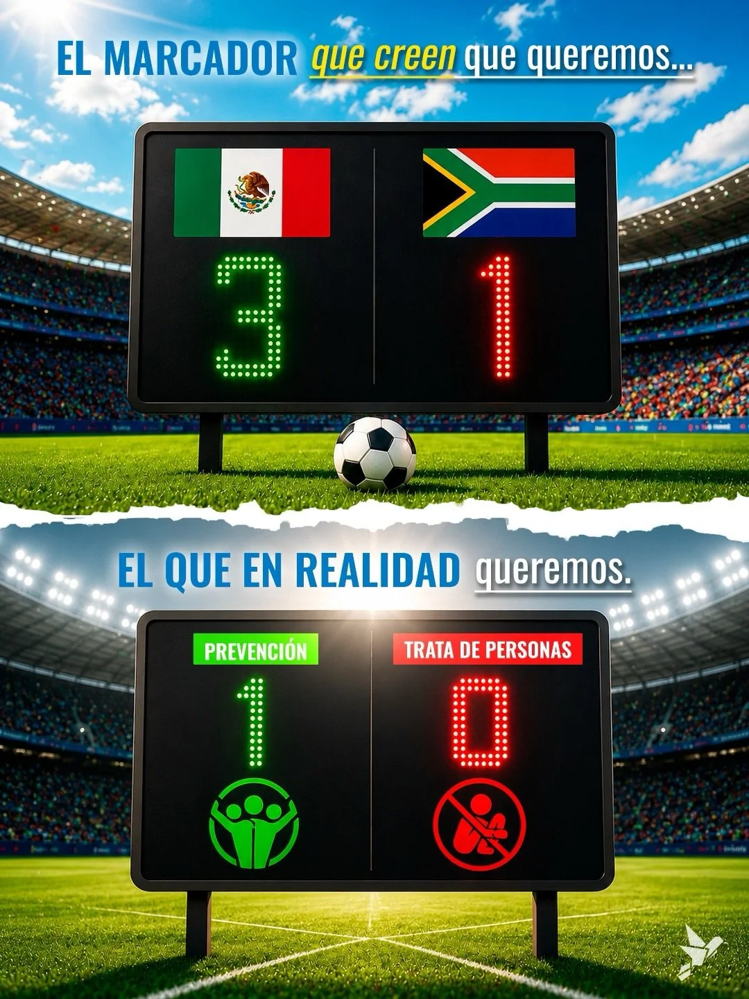 ⚽️ Durante estos d&iacute;as, millones de personas estar&aacute;n pendientes de los marcadores en la cancha. Pero hay otro resultado que deber&iacute;a importarnos a todos.
Este 11 de junio, D&iacute;a Mundial contra la Trata de Personas, apostemos p