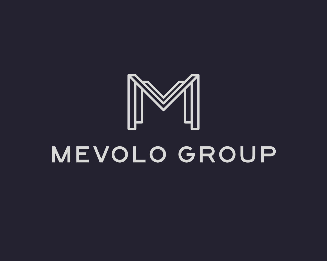 Logo with stylized letter 'M' above the words 'MEVOLO GROUP' on a dark background.