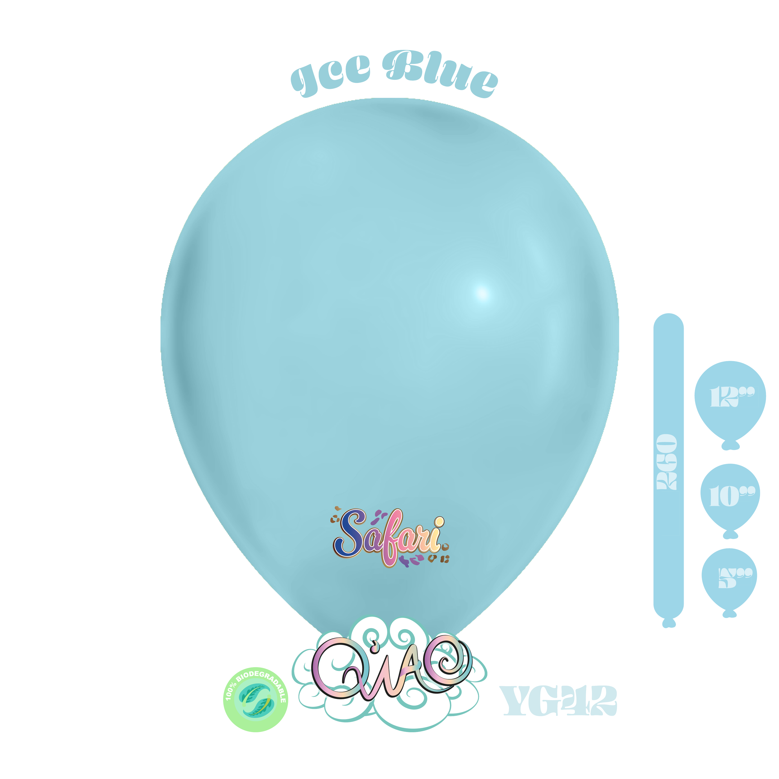YG42 Ice Blue Safari Globo de látex biodegradable