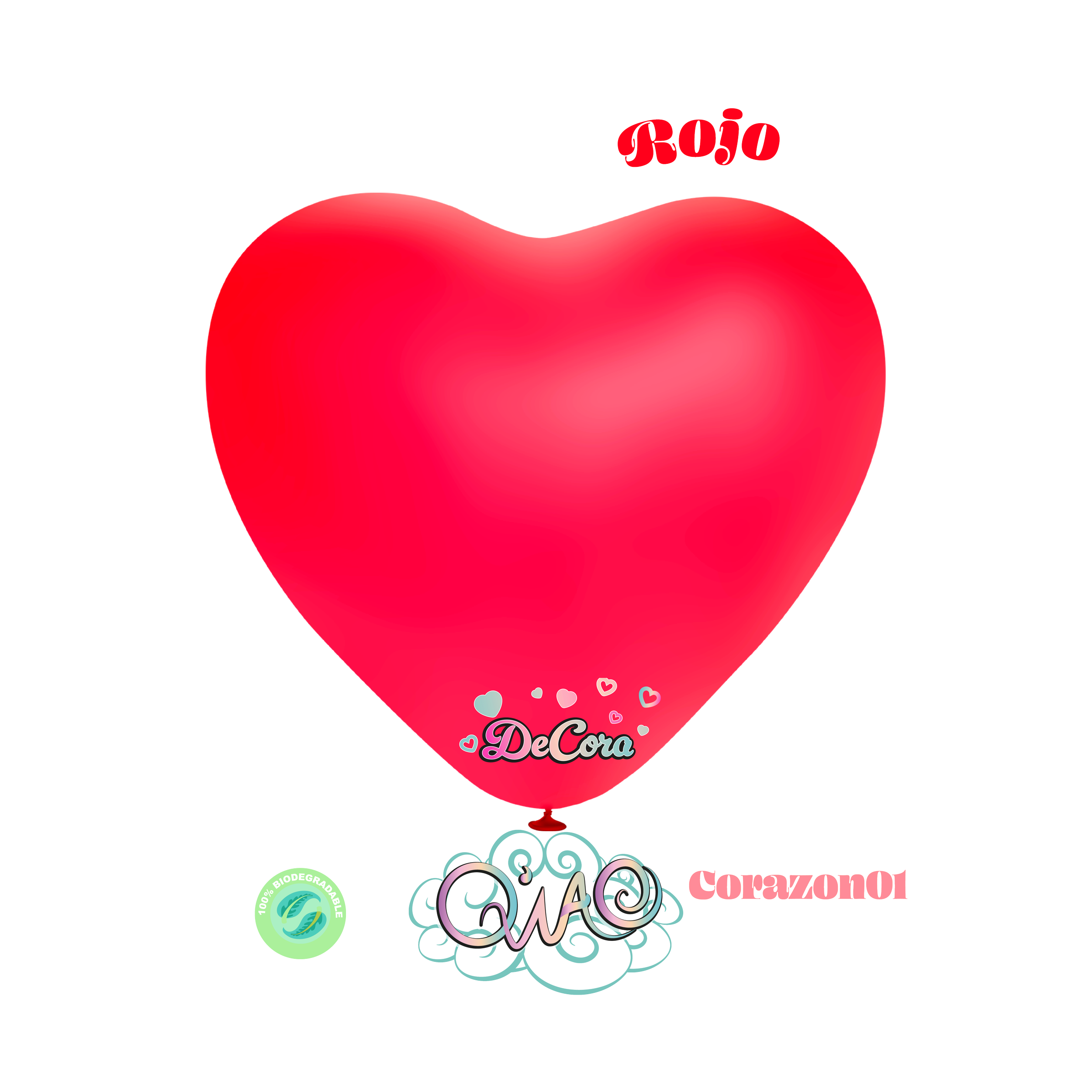 RjCorazon01 Corazón Rojo globo de látex