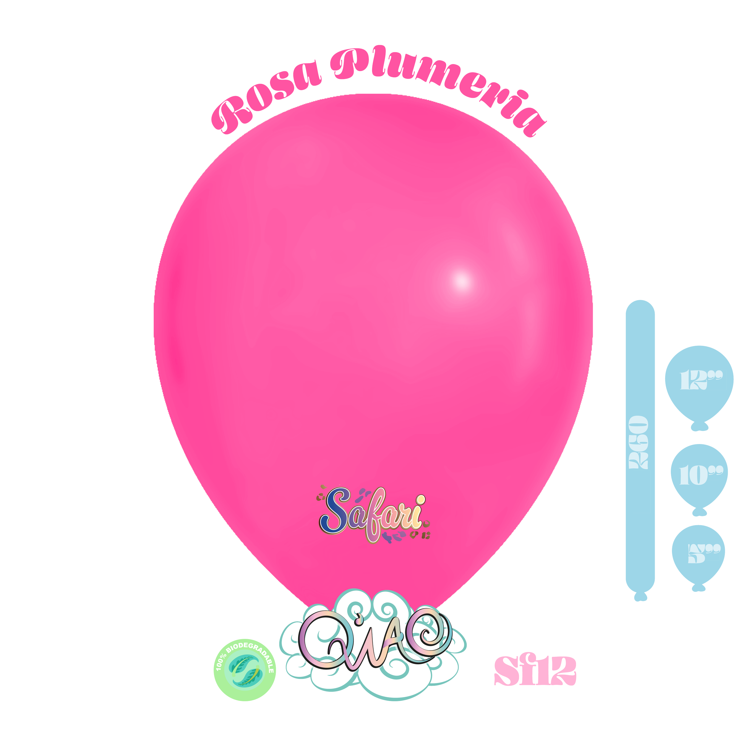 Sf12 Globo Rosa Plumeria Safari. Látex biodegradable