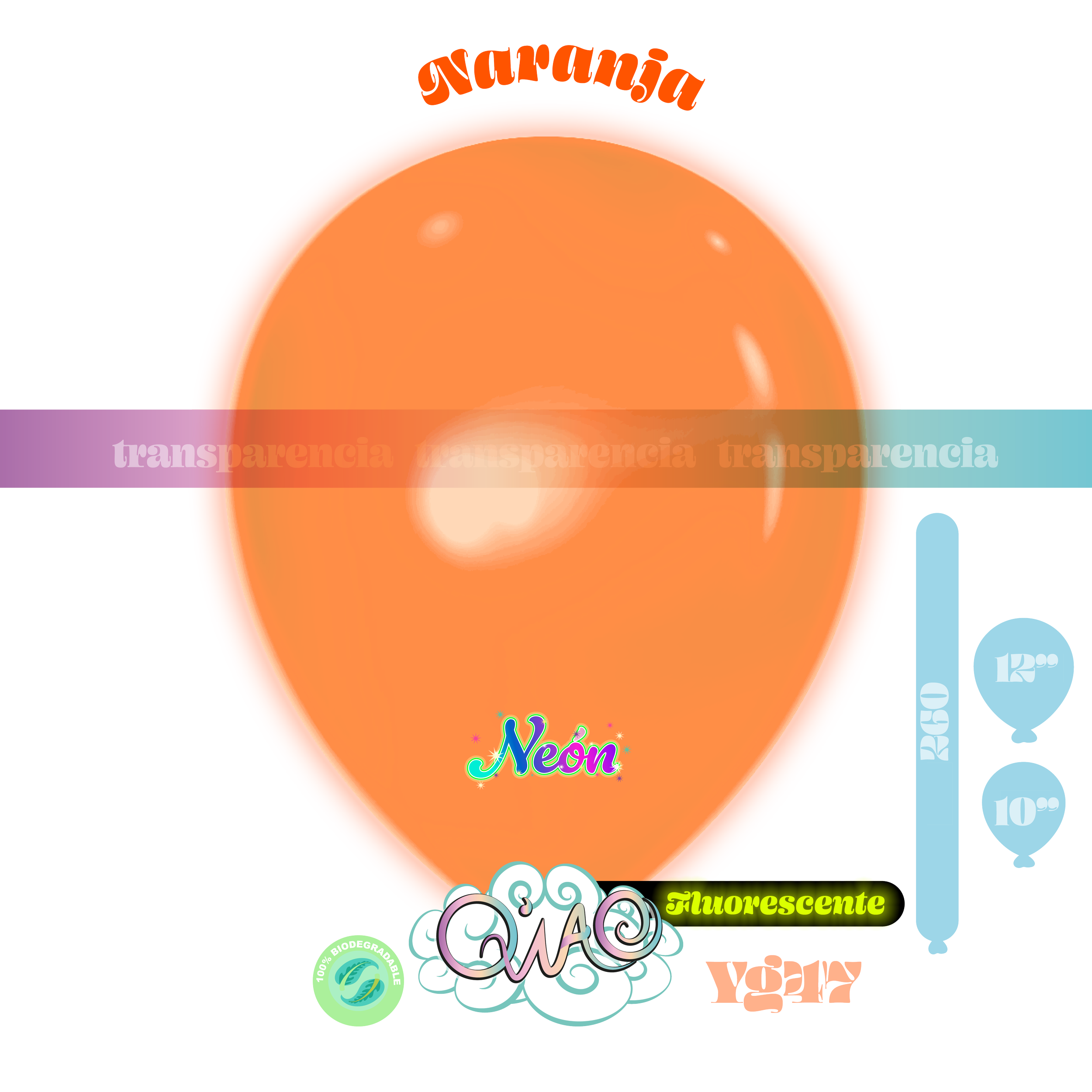 YG47 Naranja Neon globo de látex