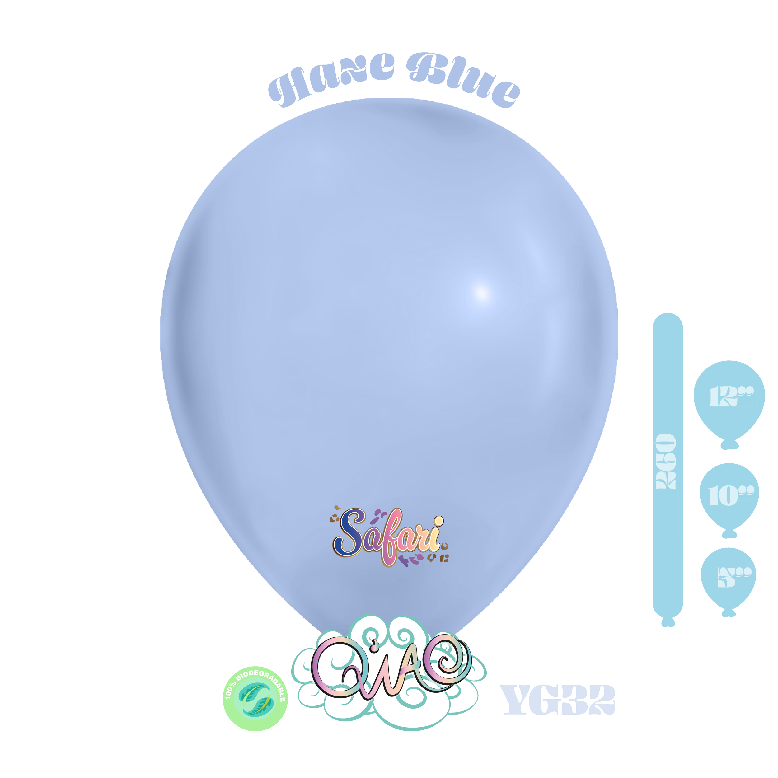YG32 Haze Blue Safari Globo de látex biodegradable