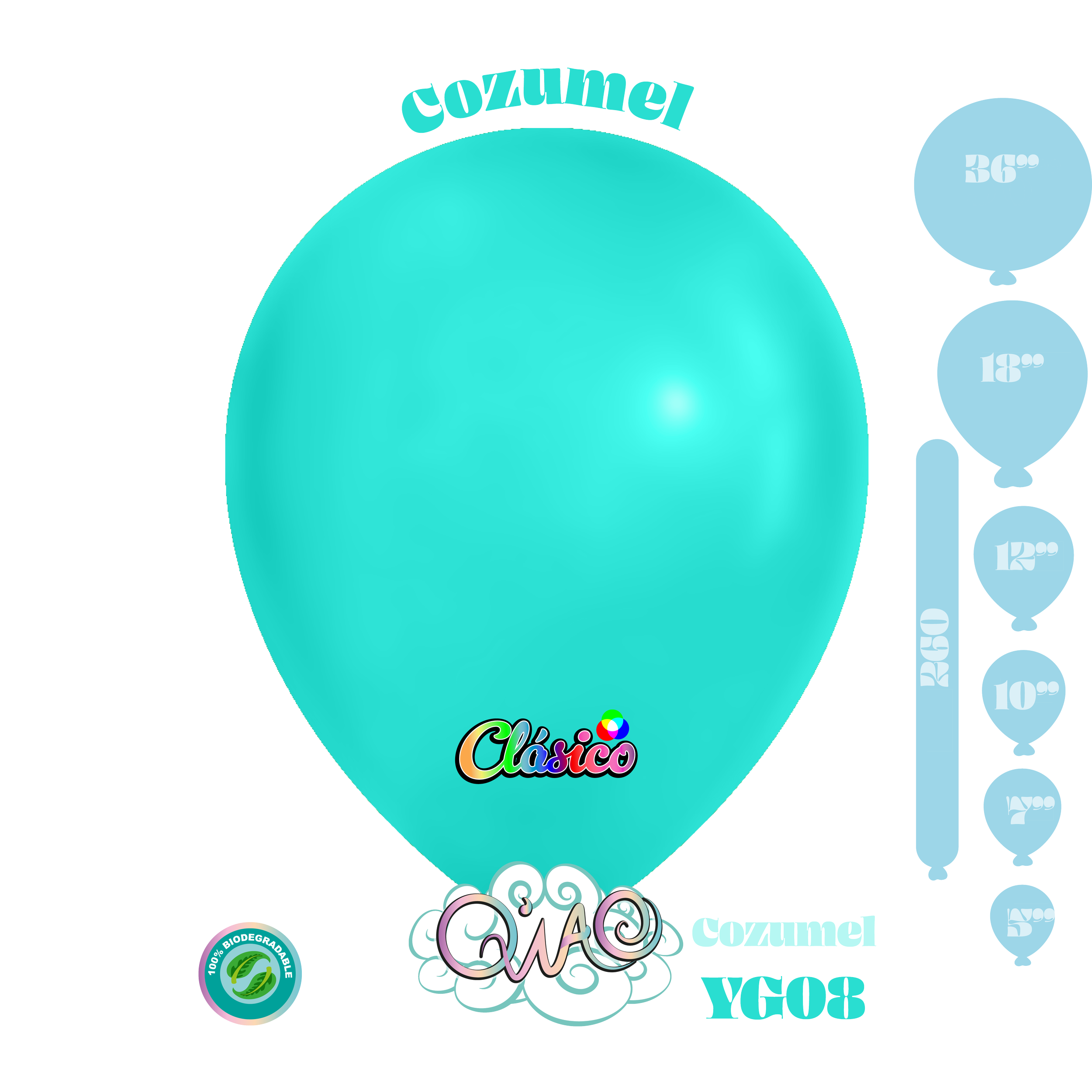 YG08 Cozumel Clásico globo de látex biodegradable