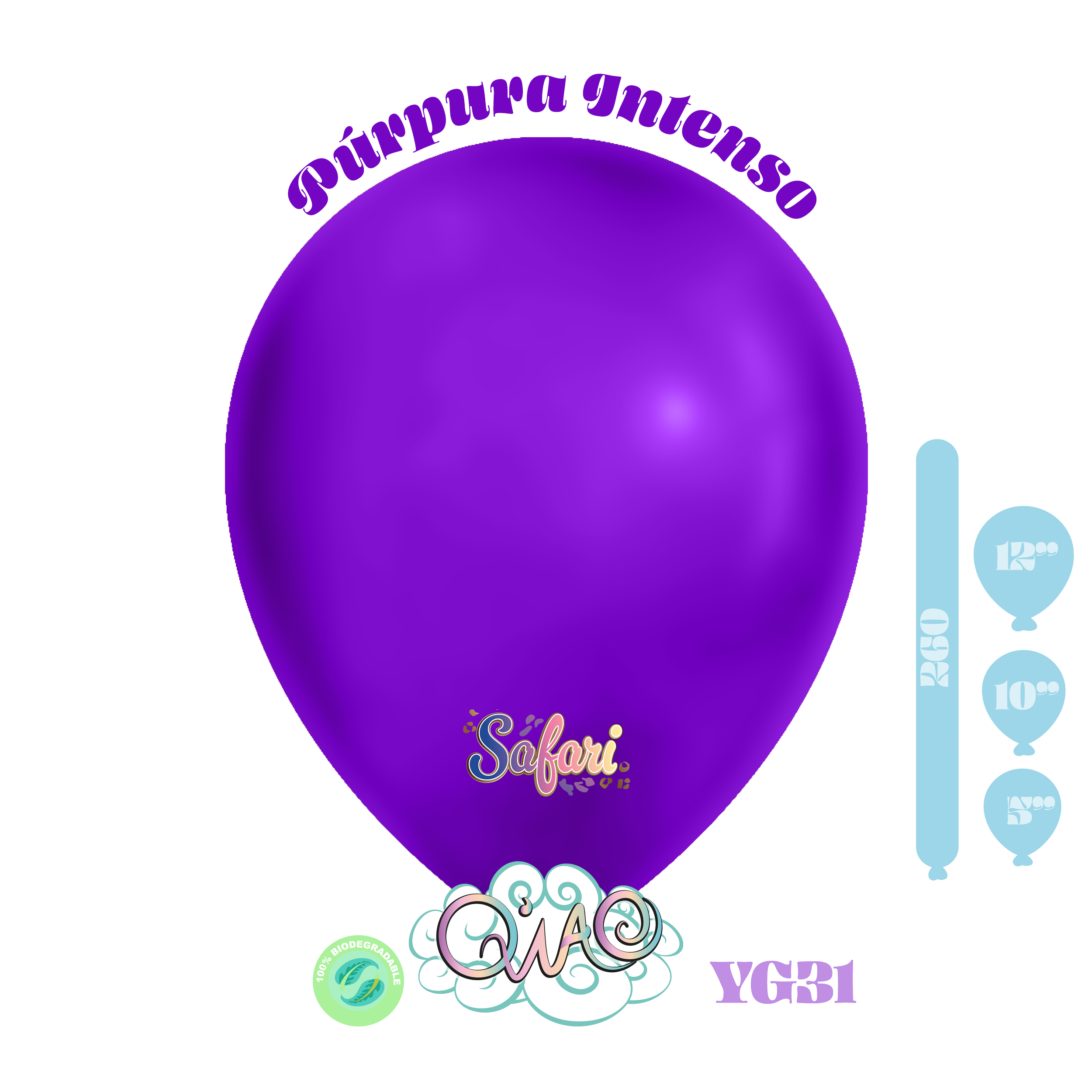 YG31 Púrpura Intenso Safari Globo de látex biodegradable