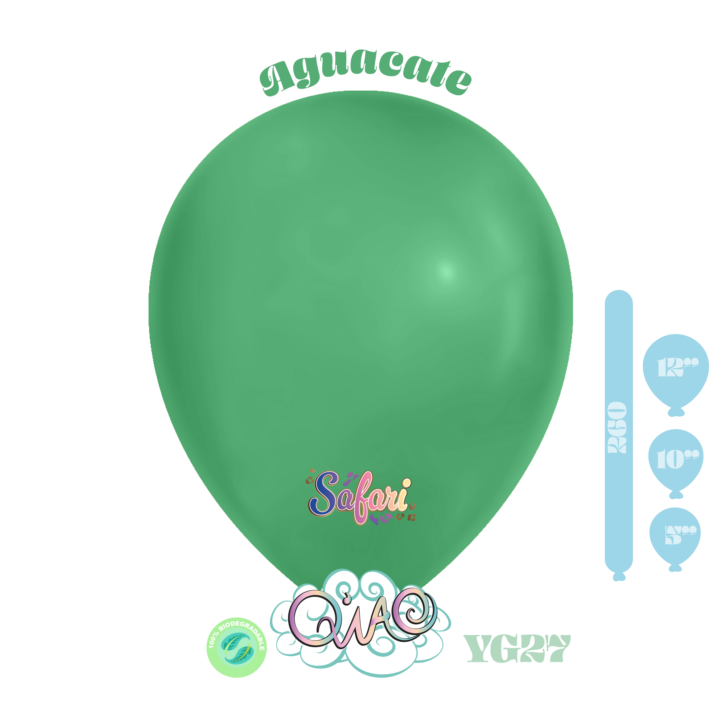 YG27 Aguacate Safari Globo de látex biodegradable