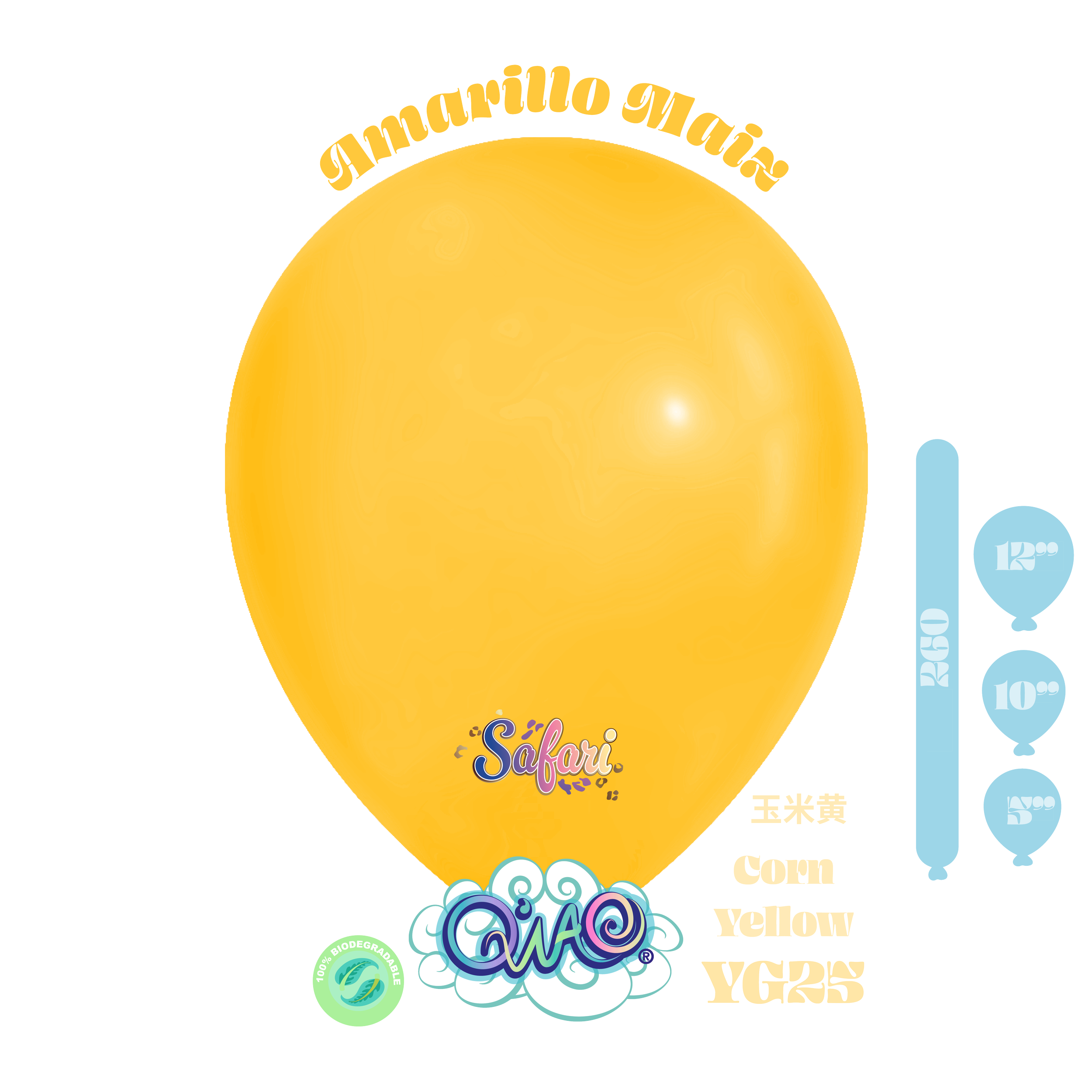 YG25 Amarillo Maíz Safari Globo de látex biodegradable