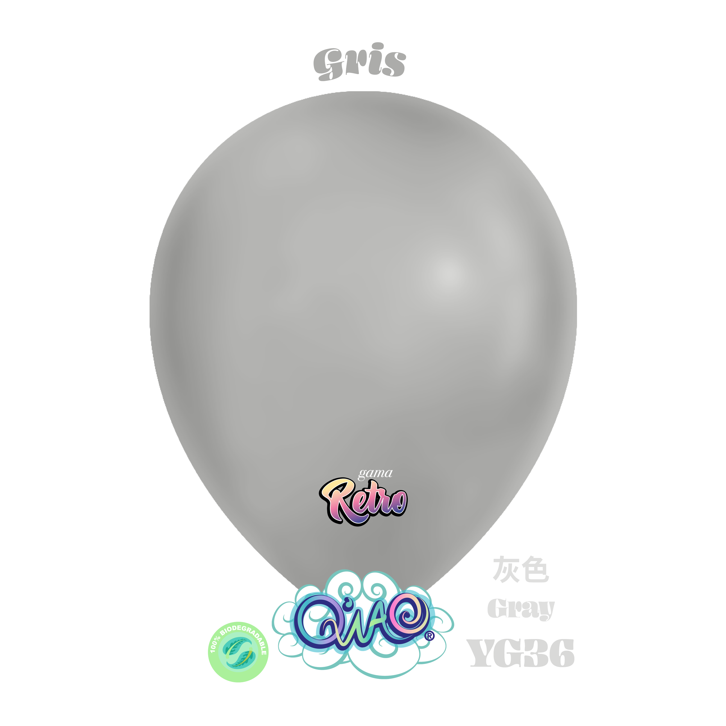 YG36 Globo Gris Retro Q´Wao. Látex biodegradable
