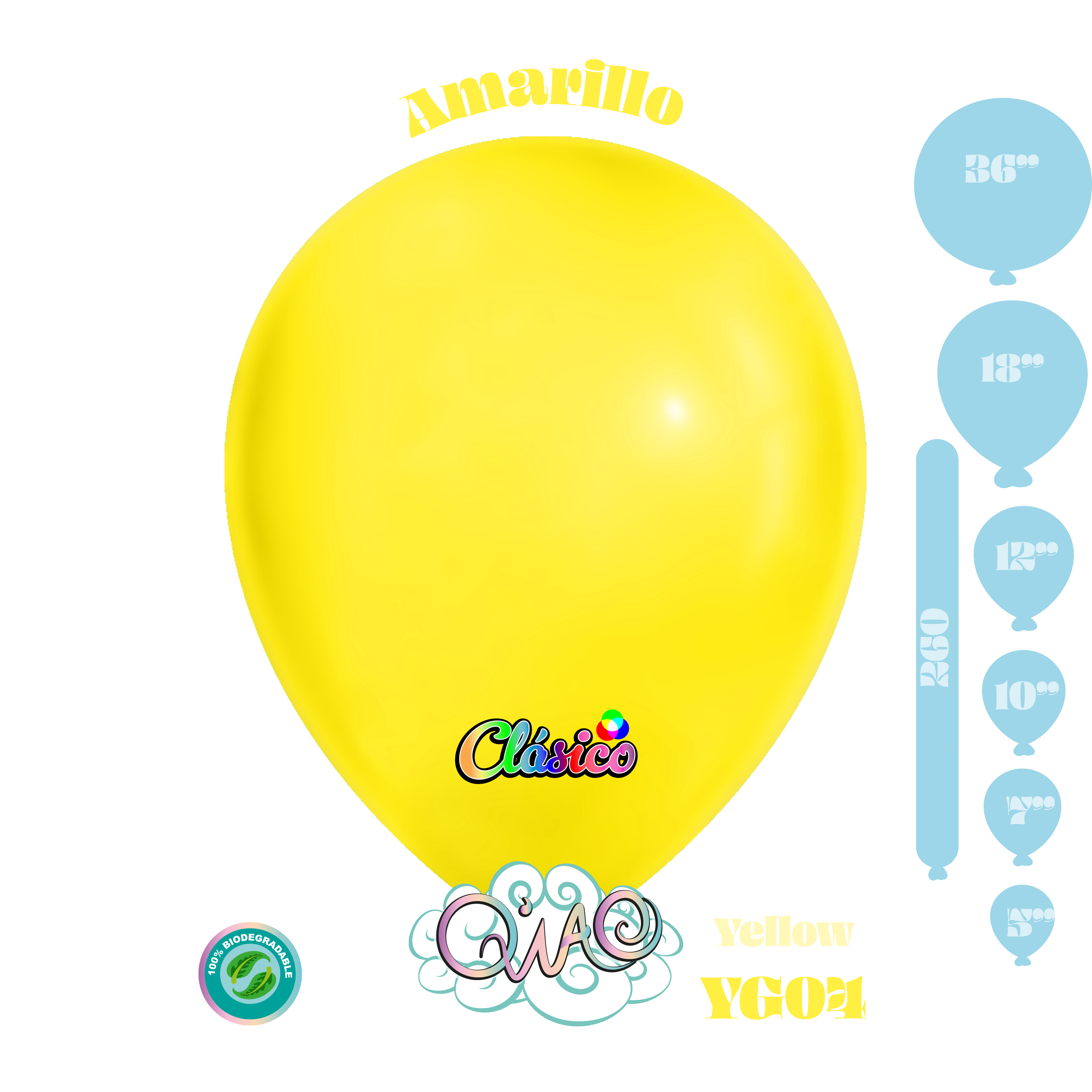 YG04 Amarillo Clásico globo de látex biodegradable