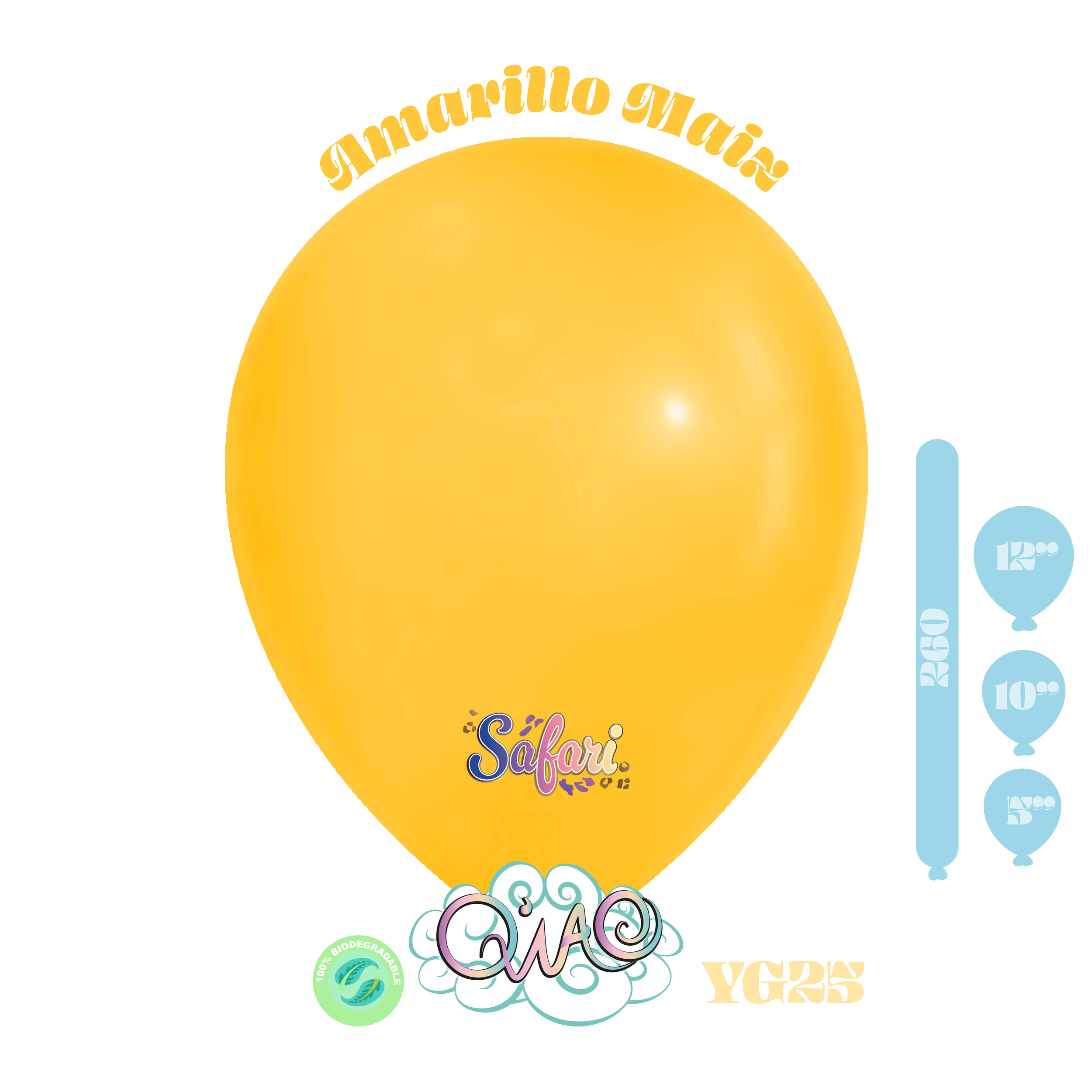 YG25 Amarillo Maíz Safari Globo de látex biodegradable
