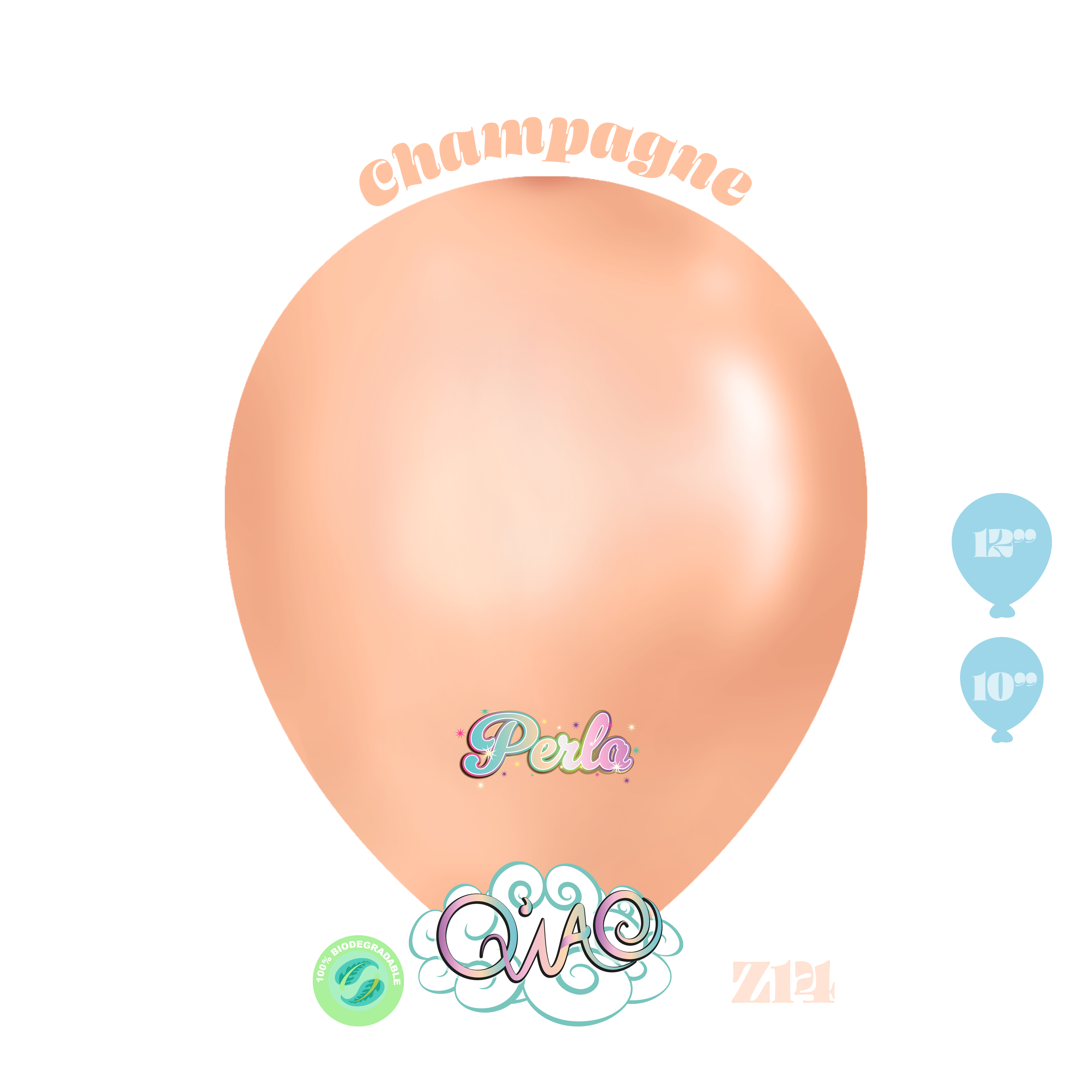 Z14 Champagne Perla Globo de látex biodegradable