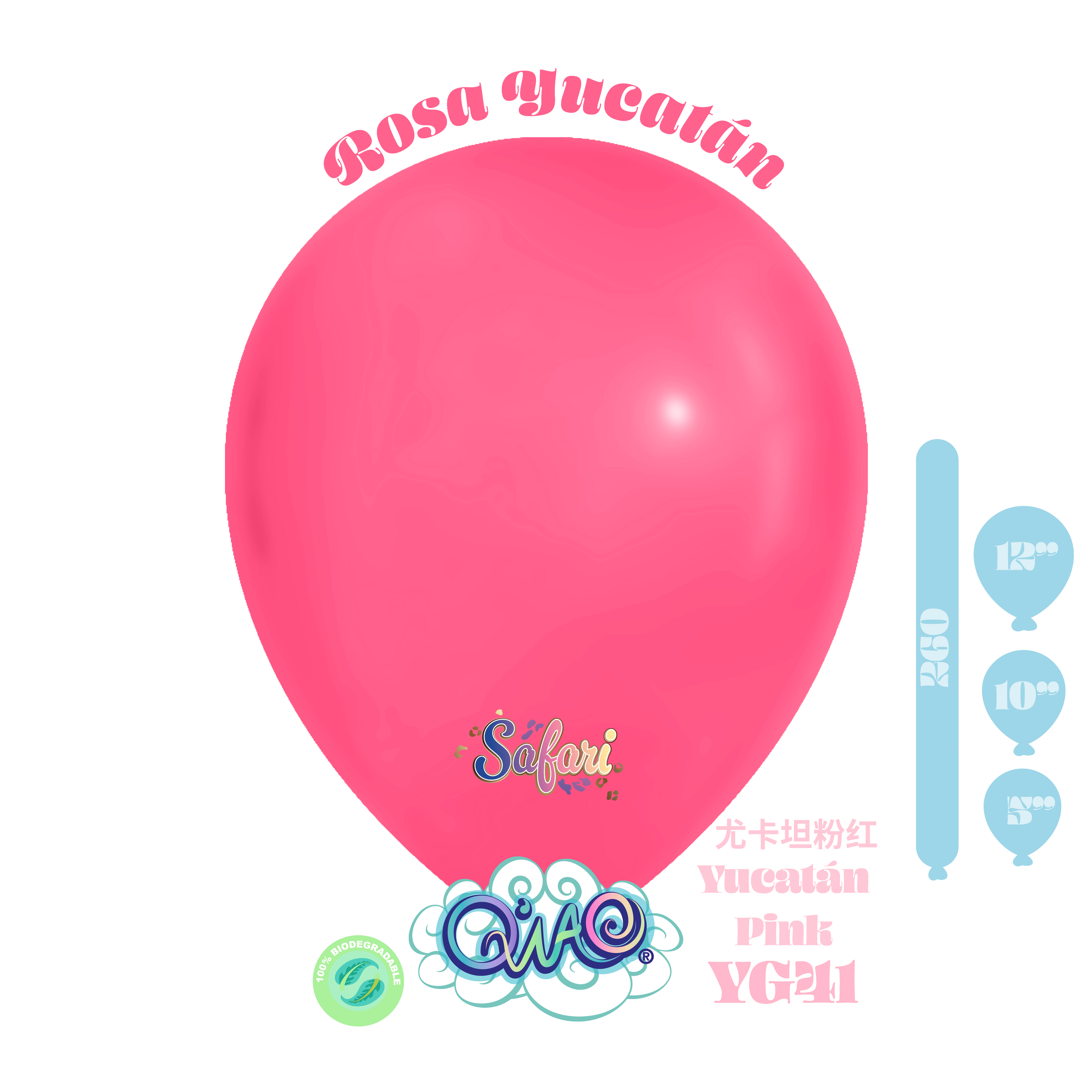 YG41 Globo Rosa Yucatan Safari. Látex biodegradable
