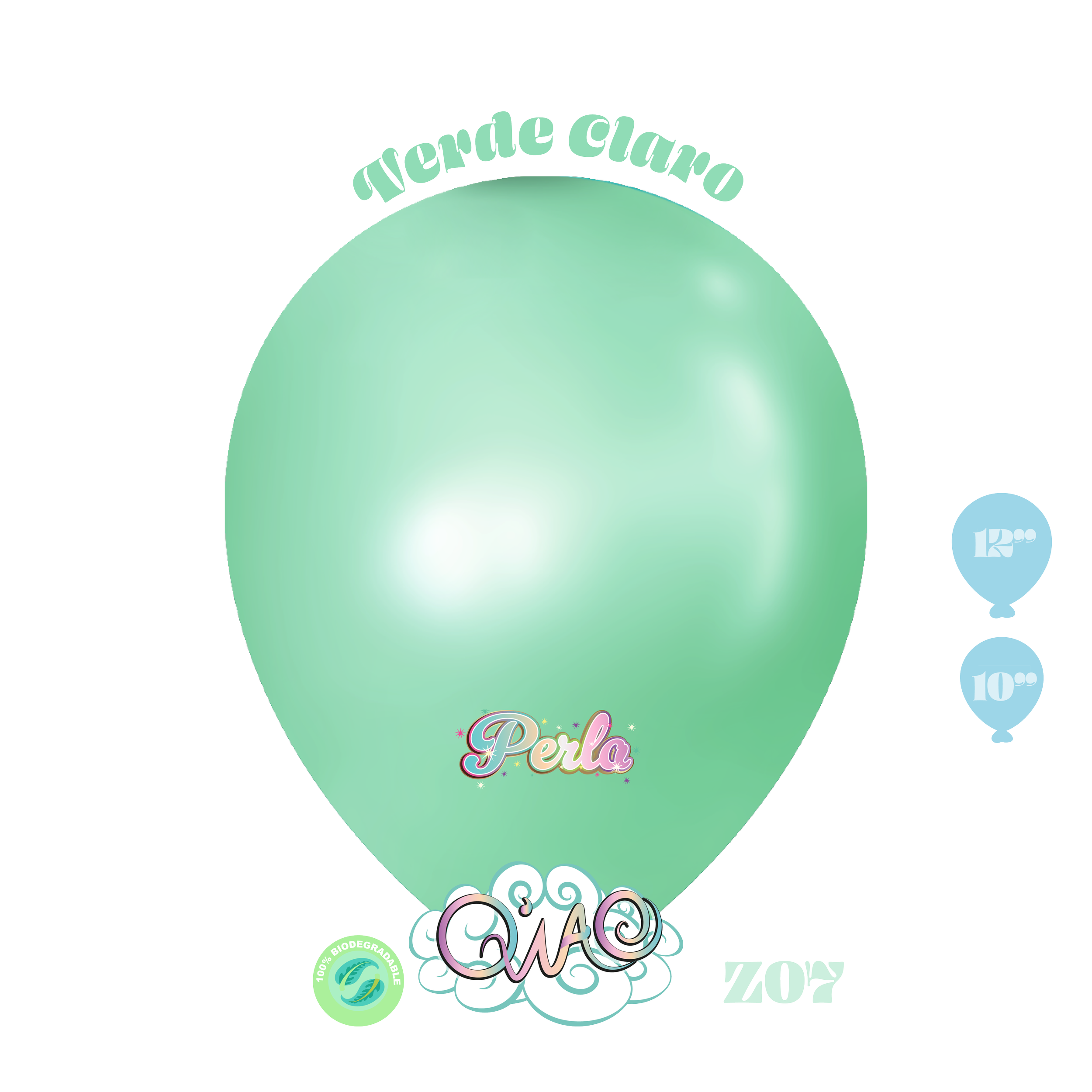 Z07 Verde Claro Perla Globo de látex biodegradable