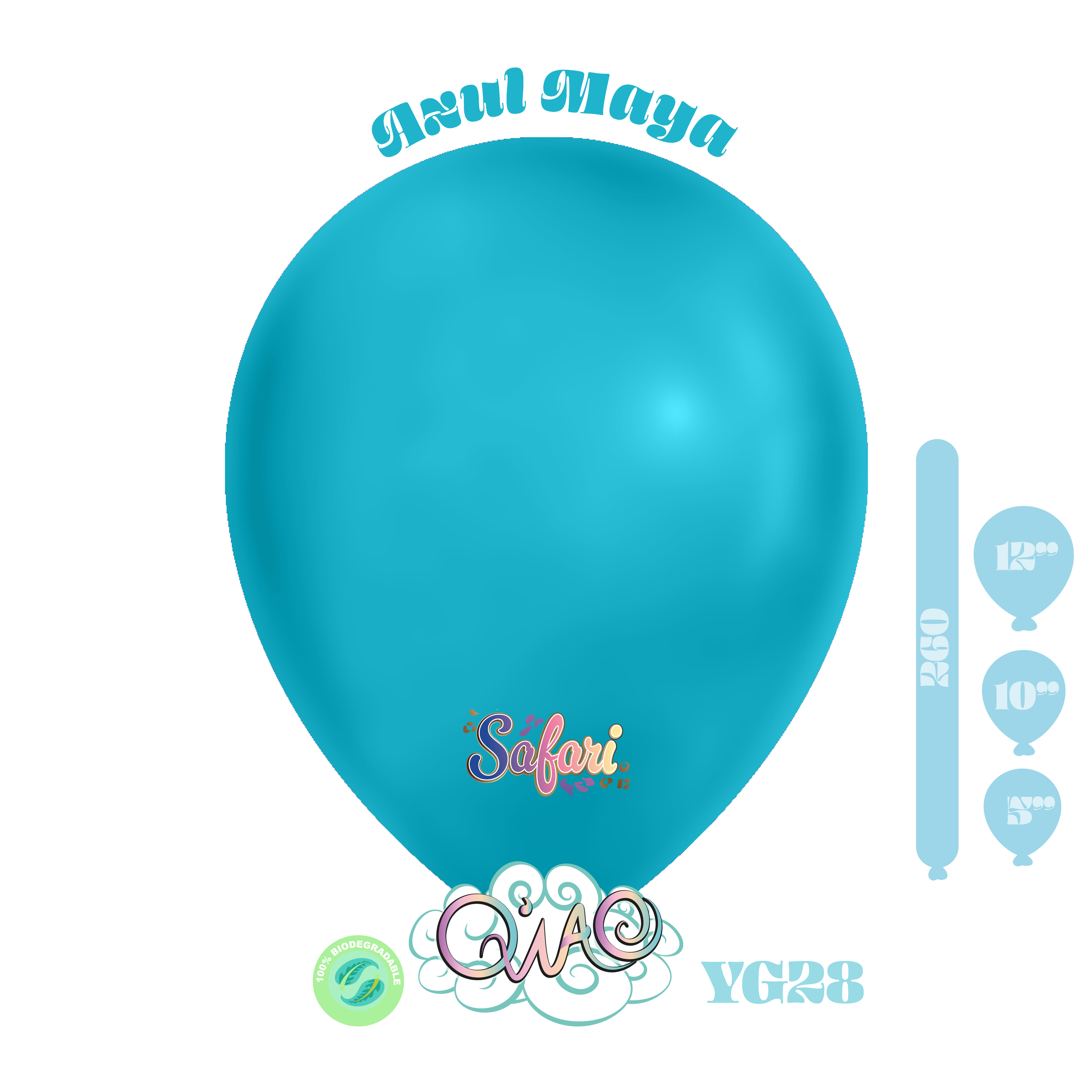 YG28 Azul Maya Safari Globo de látex biodegradable