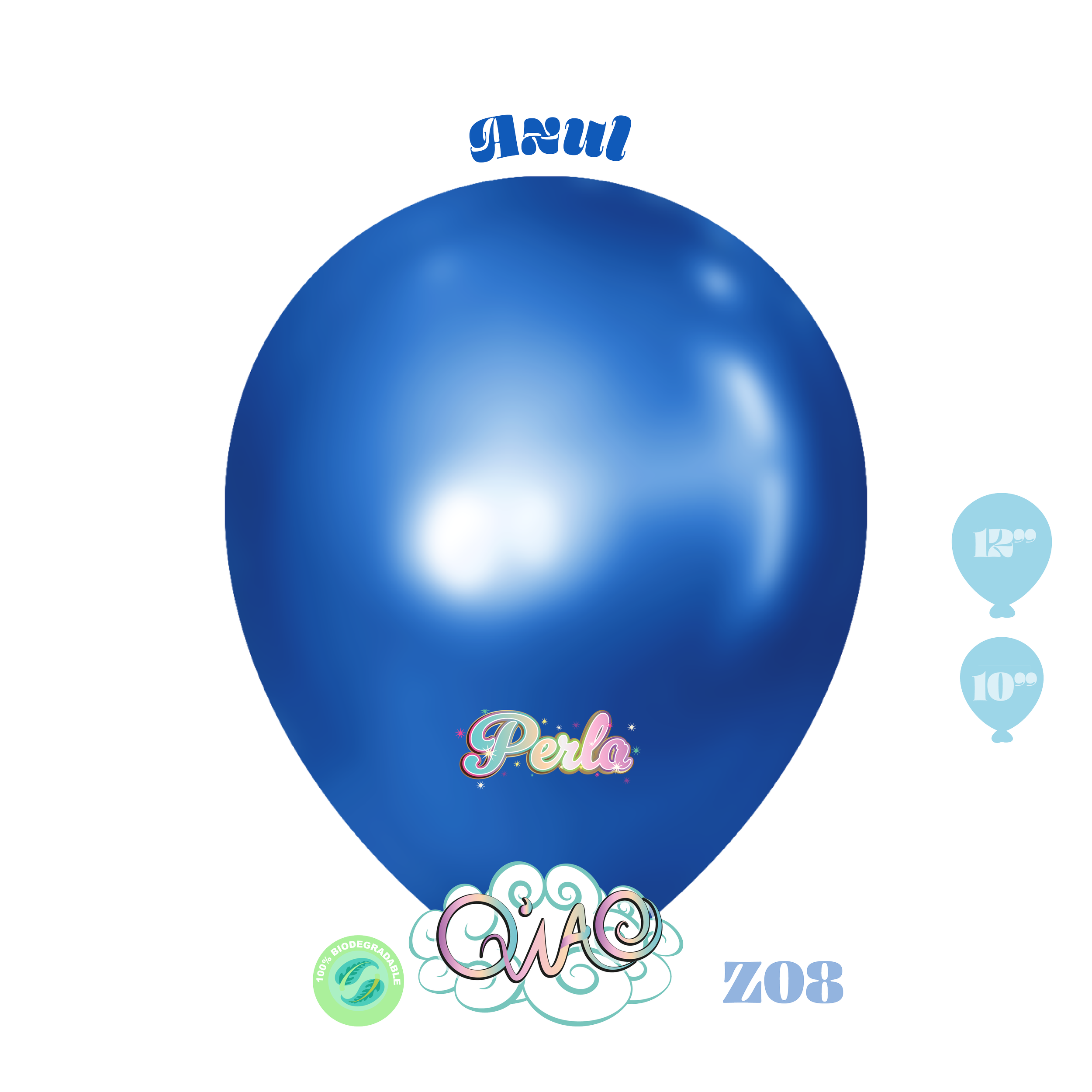 Z08 Azul Perla Globo de látex biodegradable