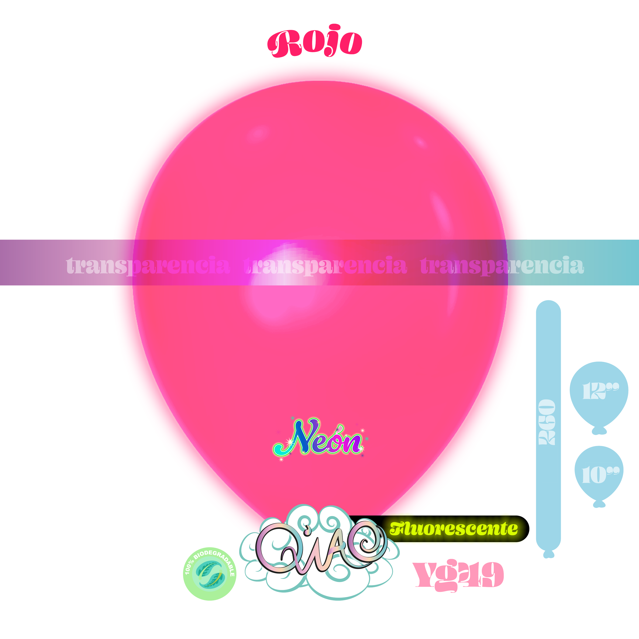 YG49 Rojo Neon globo de látex