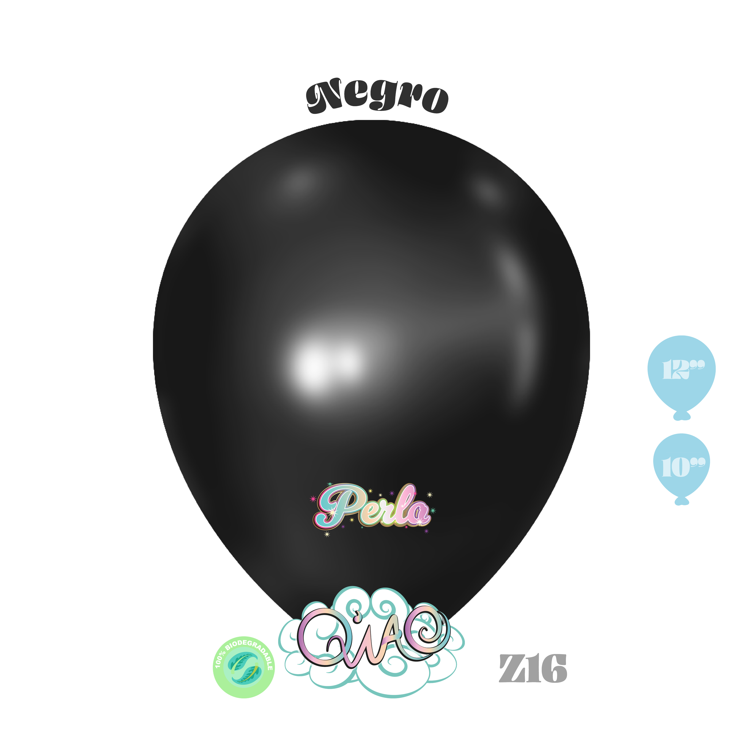 Z16 Negro Perla Globo de látex biodegradable
