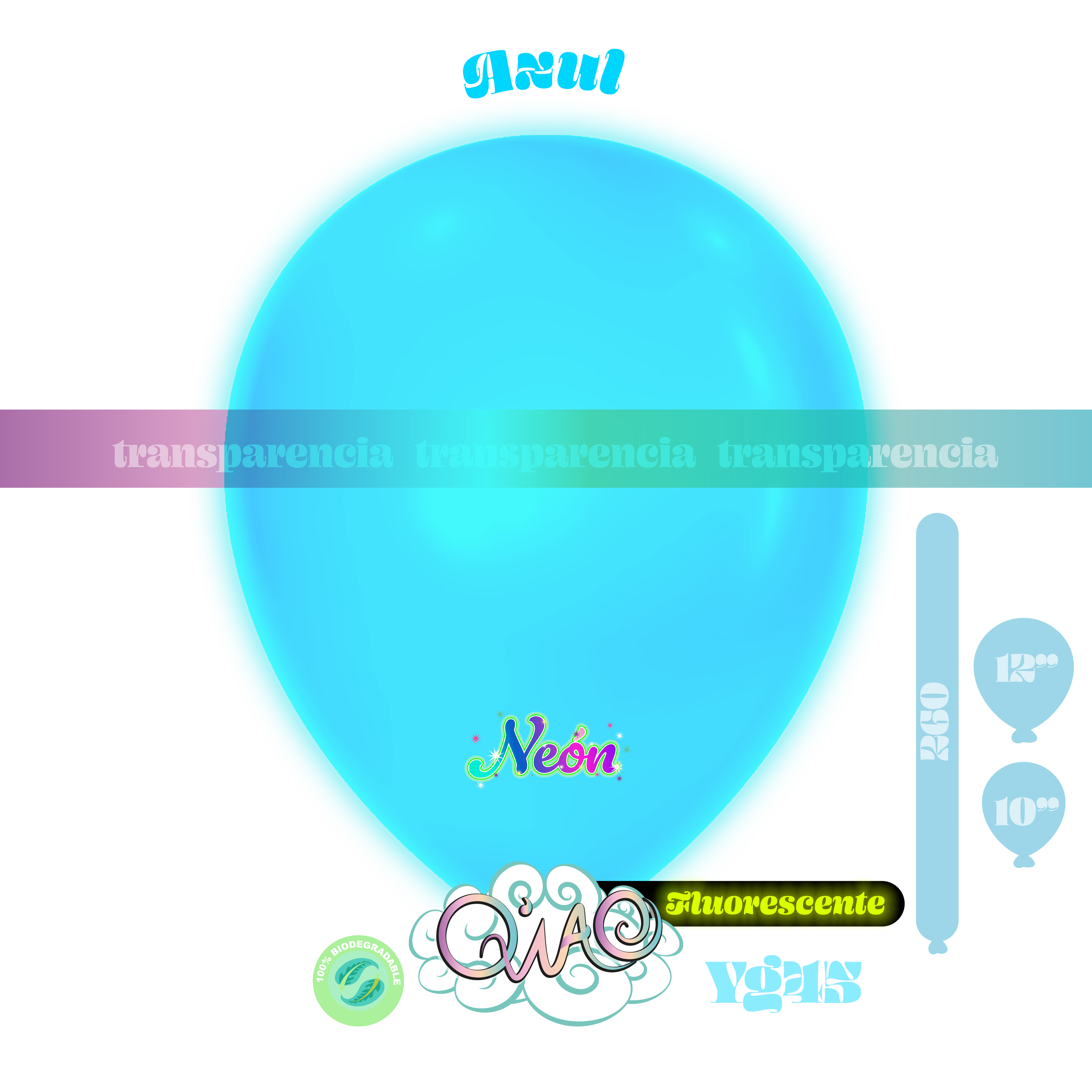 YG45 Azul Neon globo de látex
