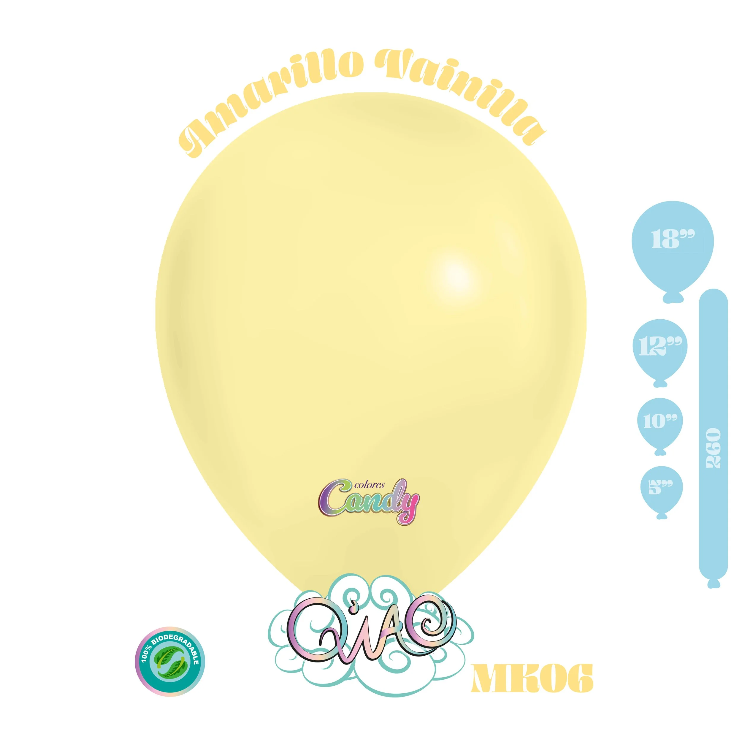 MK06 Amarillo Candy globo de látex biodegradable