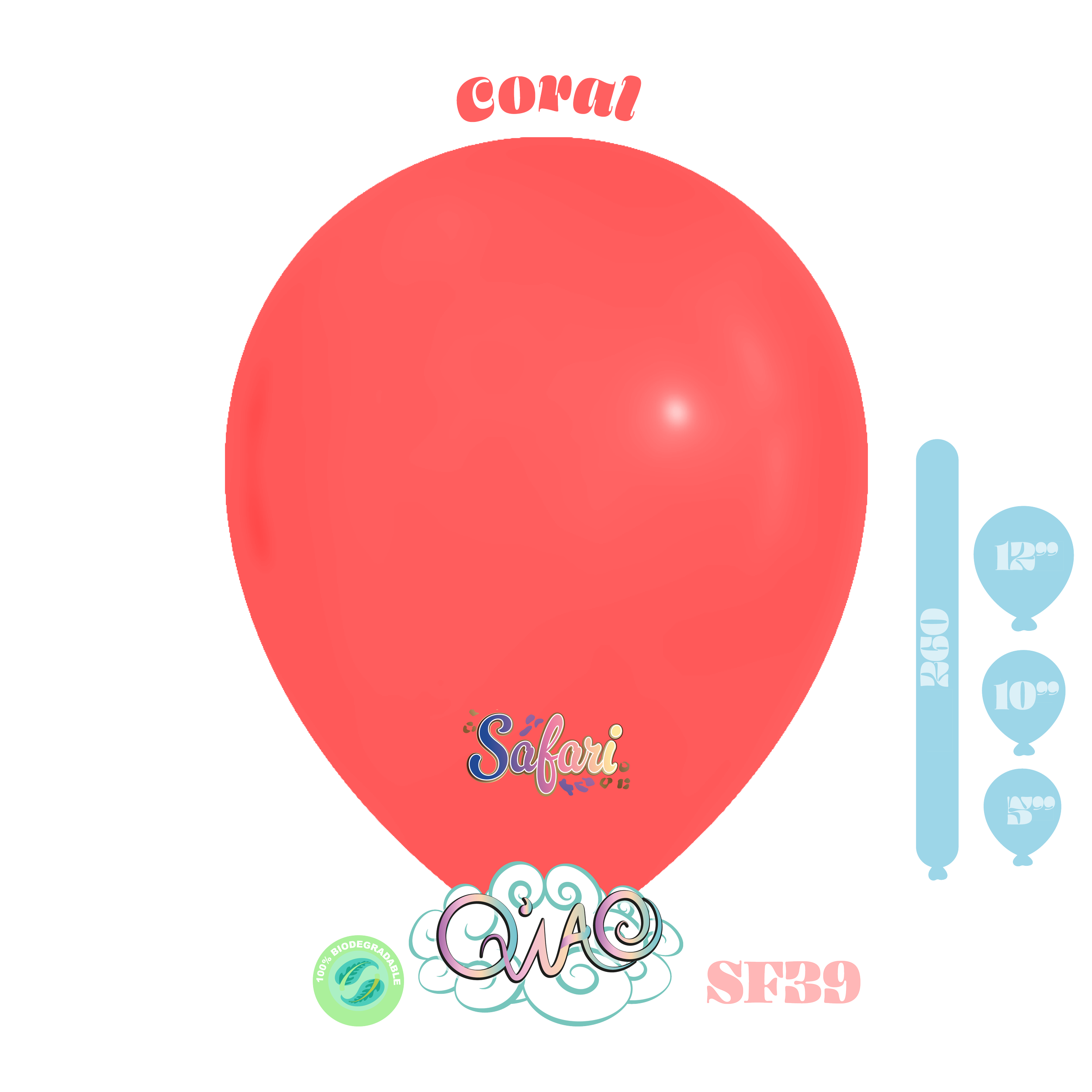 SF39 Coral Safari Globo de látex biodegradable