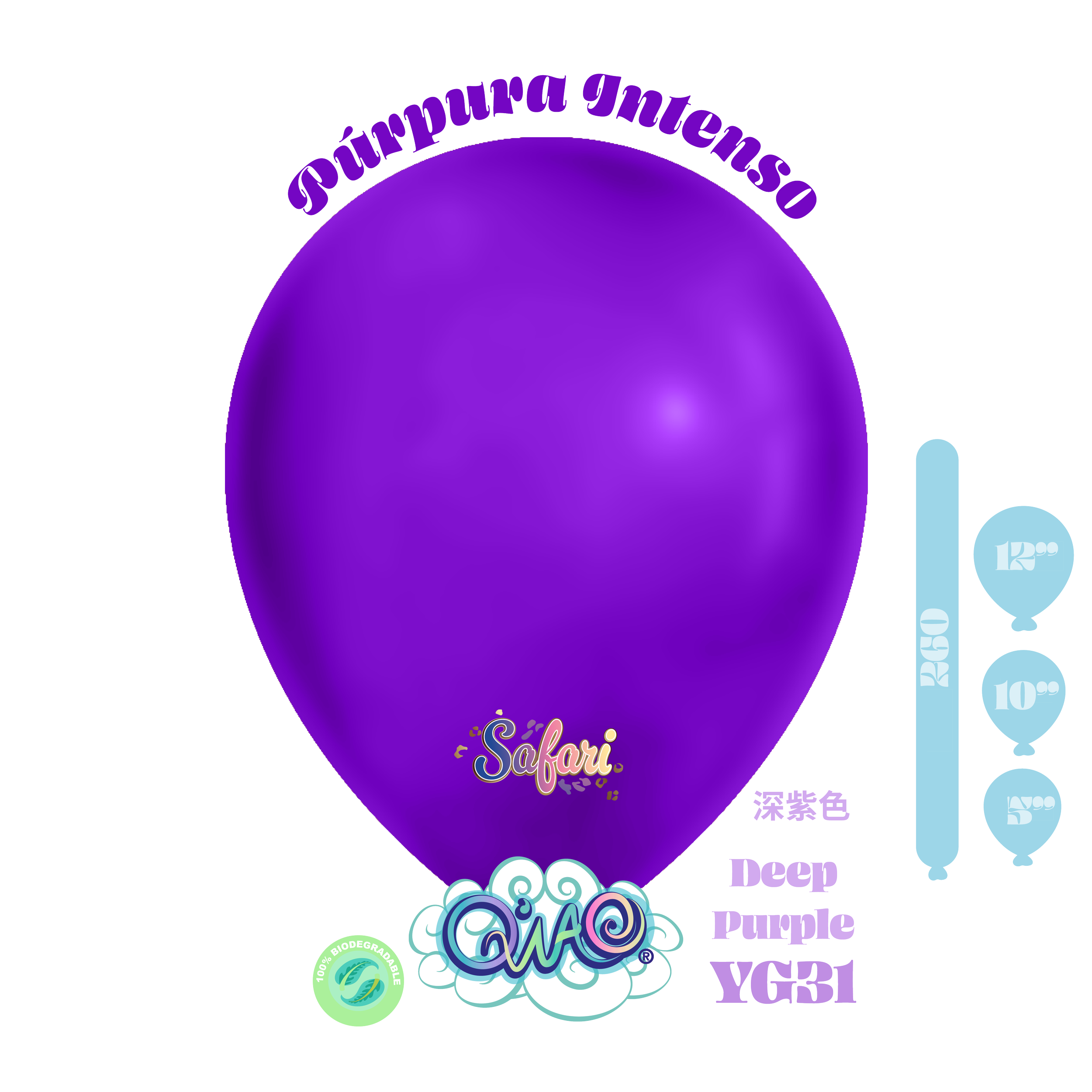 YG31 Púrpura Intenso Safari Globo de látex biodegradable