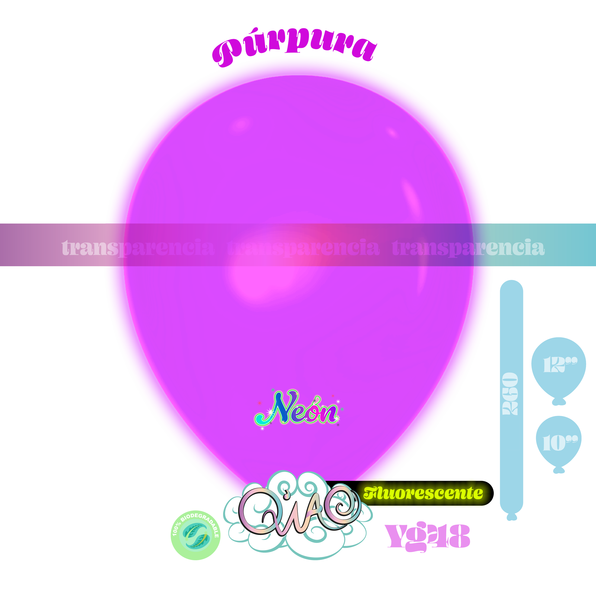 YG48 Púrpura Neon globo de látex