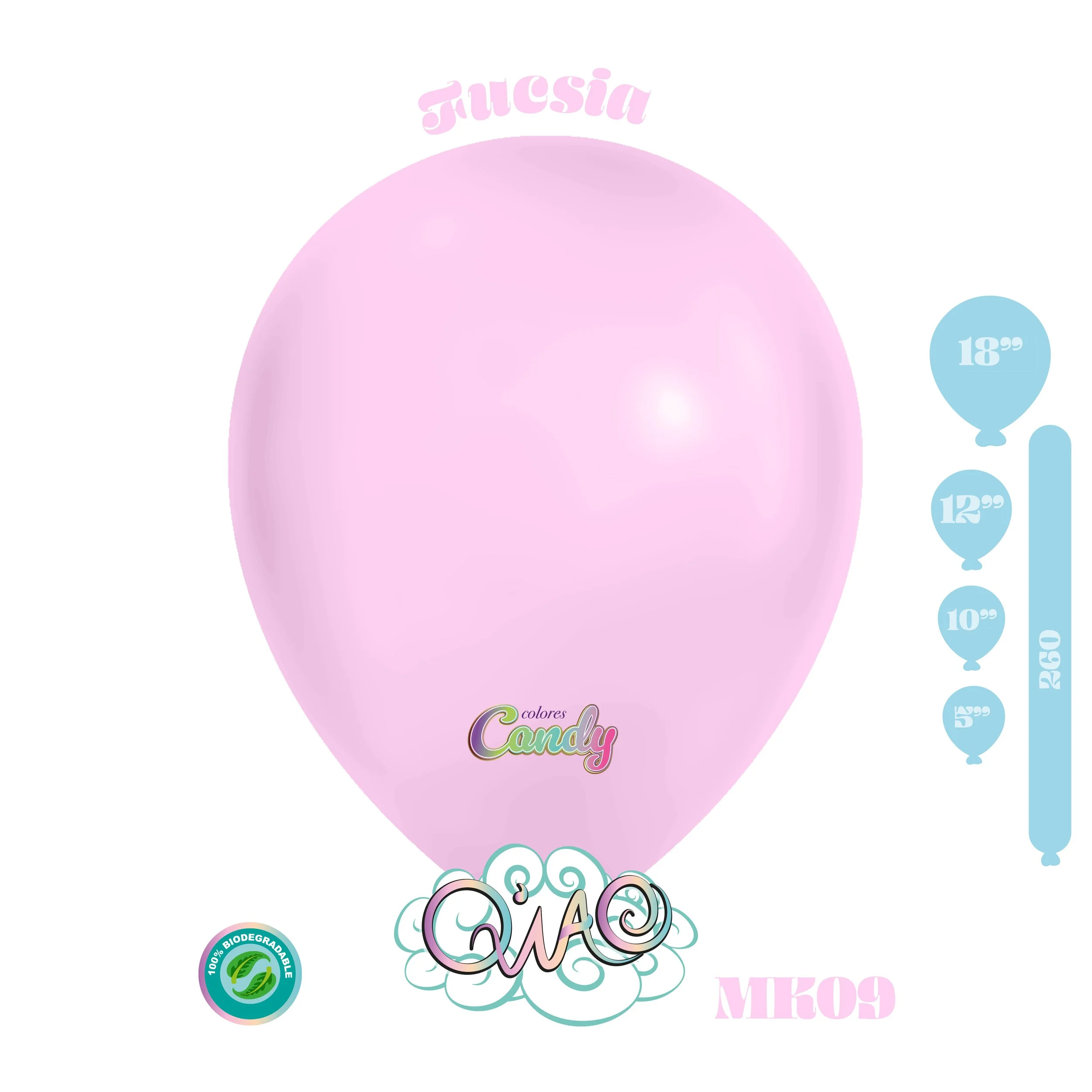 MK09 Fucsia Candy globo de látex biodegradable