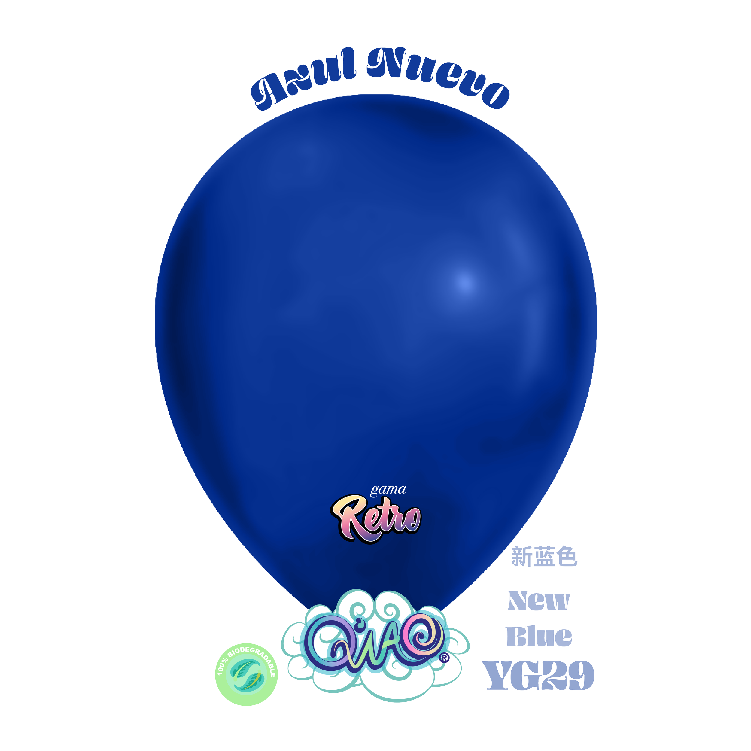 YG29 Globo Azul Nuevo Retro Q´Wao. Látex biodegradable