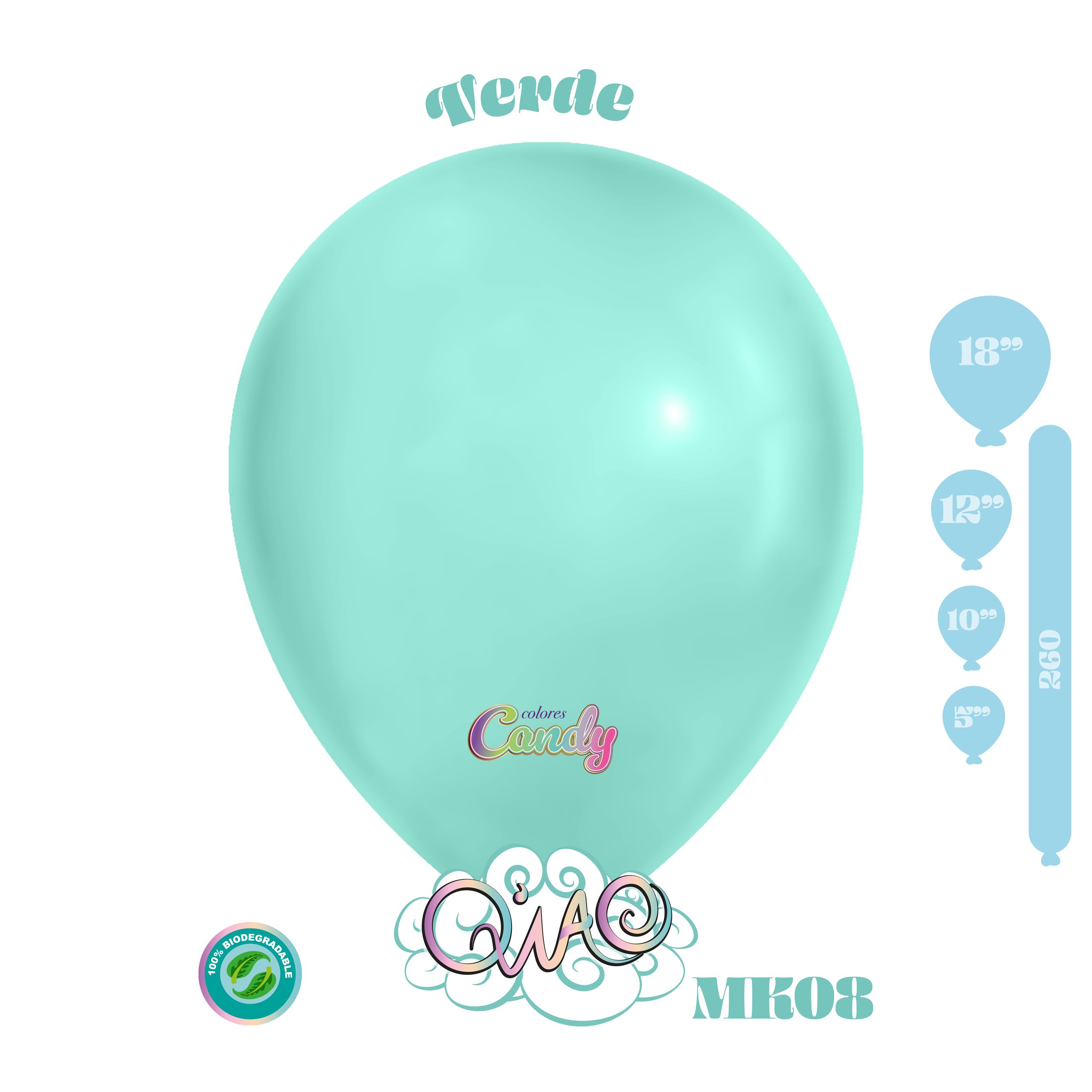 MK08 Verde Candy globo de látex biodegradable