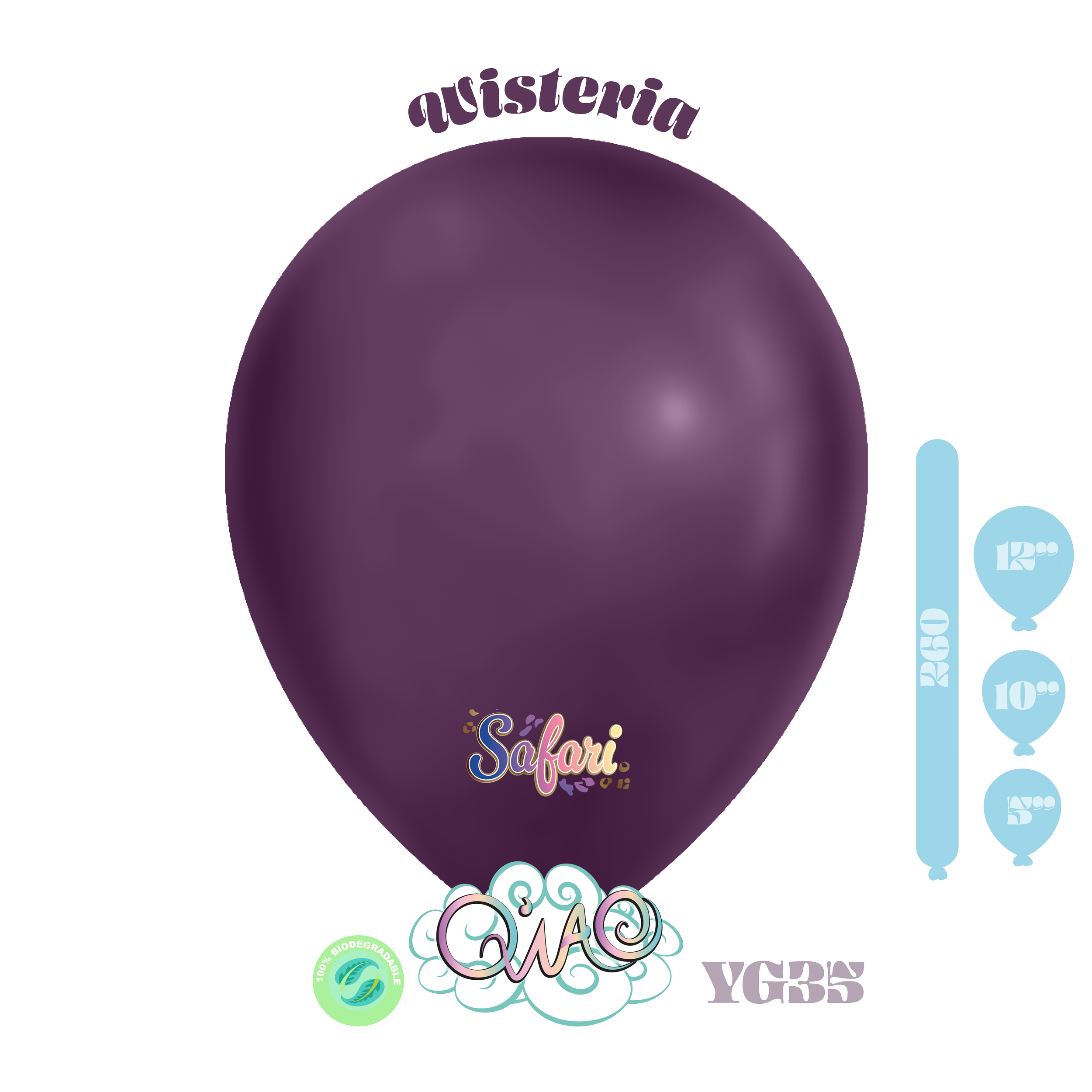 YG35 Wisteria Safari Globo de látex biodegradable