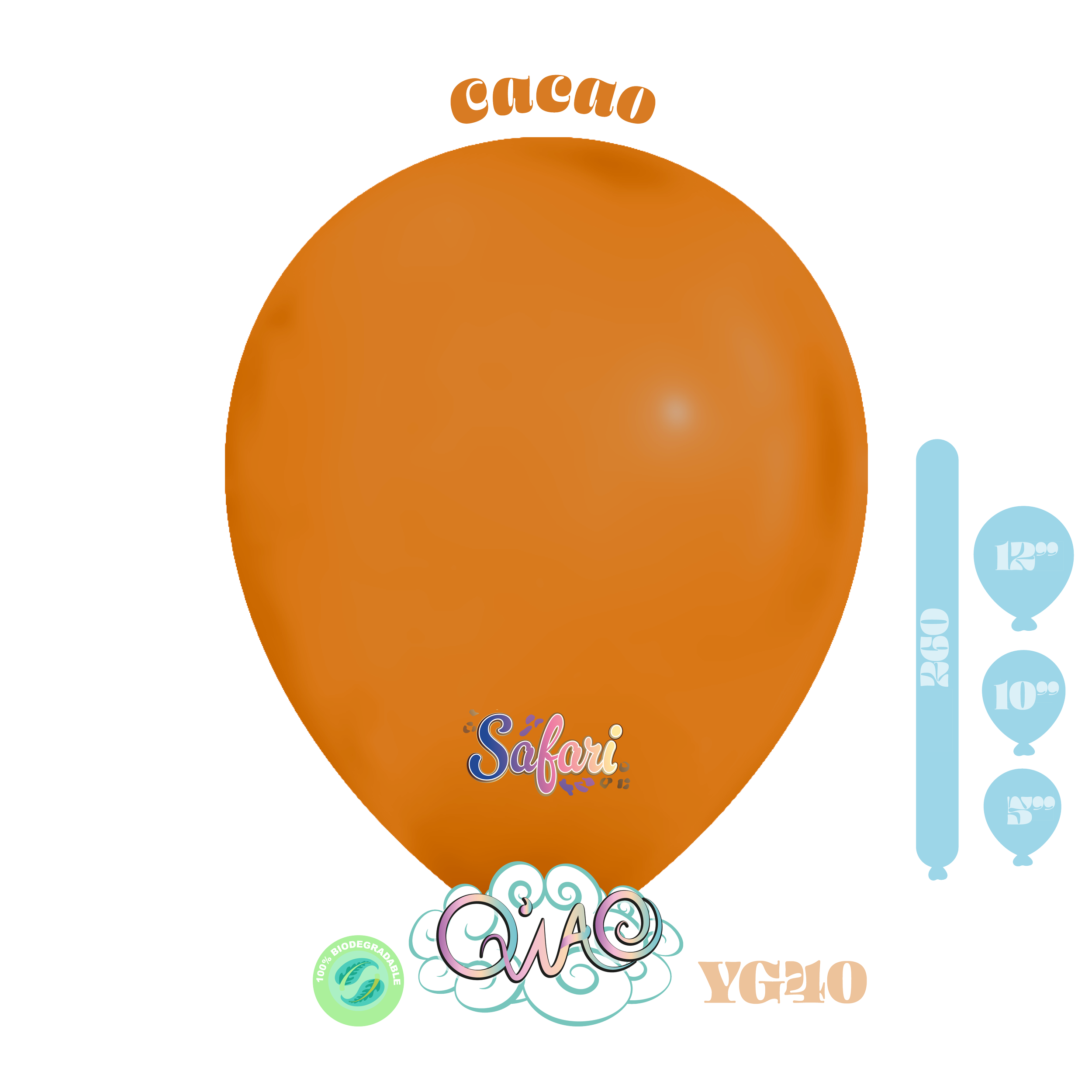 YG40 Cacao Safari Globo de látex biodegradable